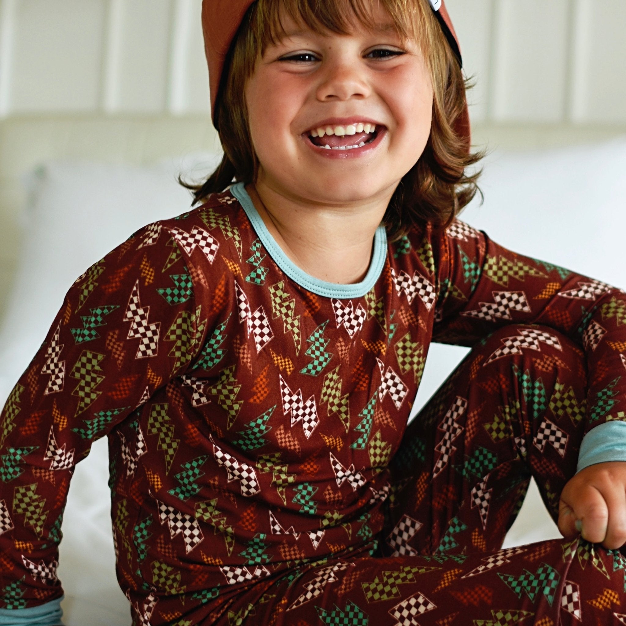 Fall Bolts Bamboo Long Sleeve Pajamas - George Hats