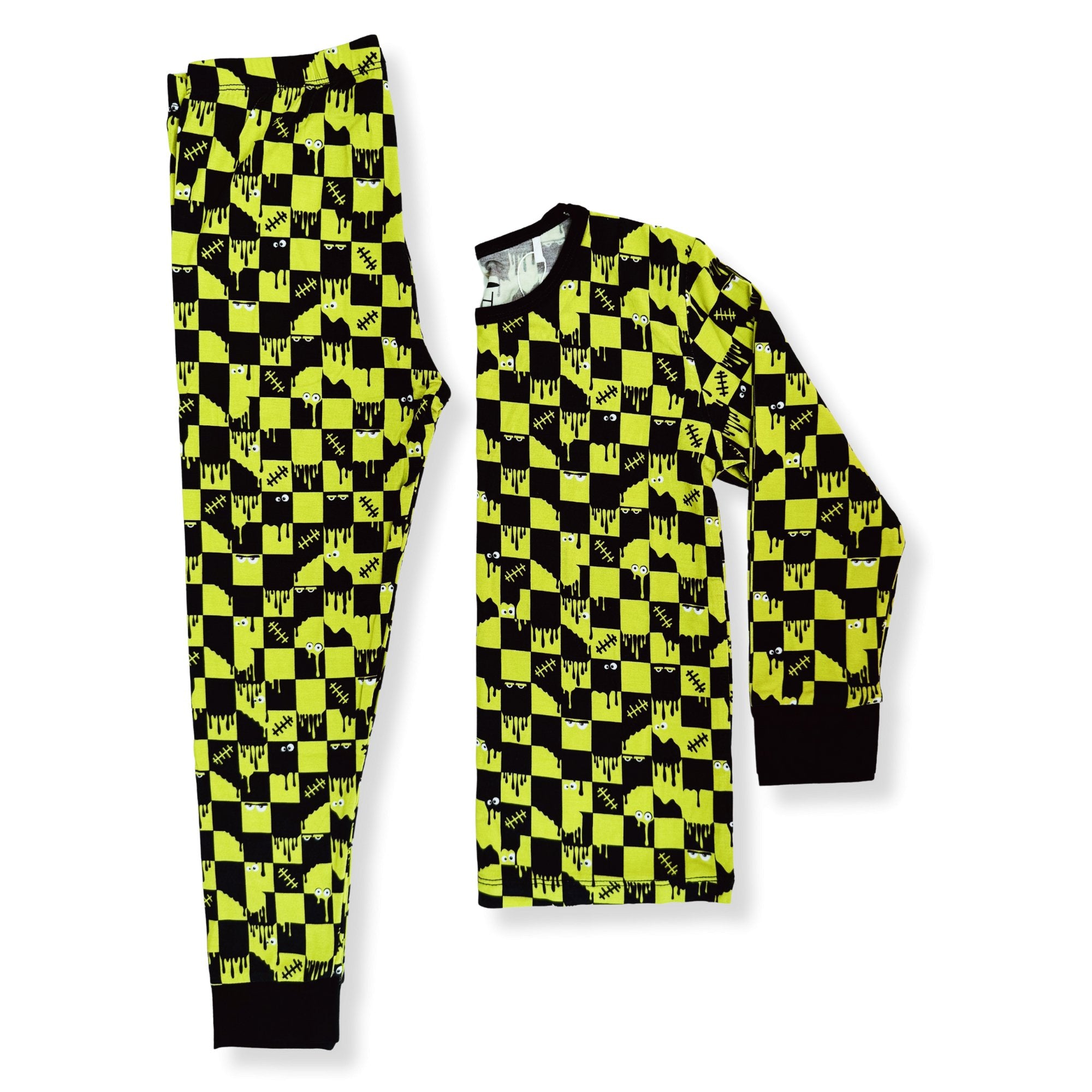 Frankenstein Check Bamboo Long Sleeve Pajamas - George Hats