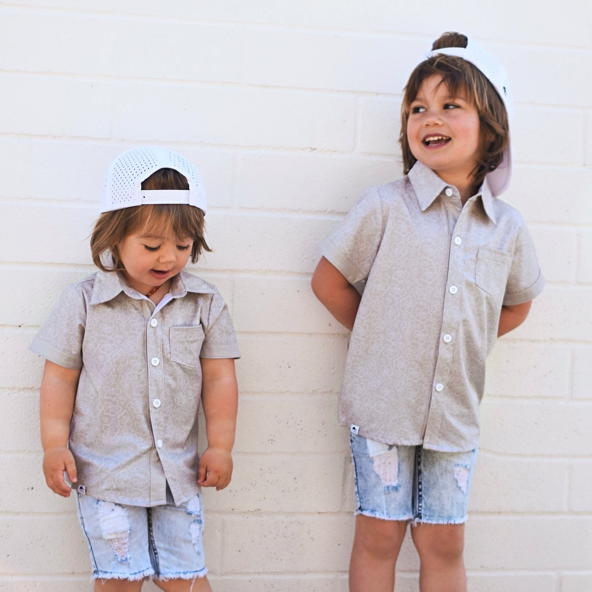 Green Floral Collared Tee - George Hats