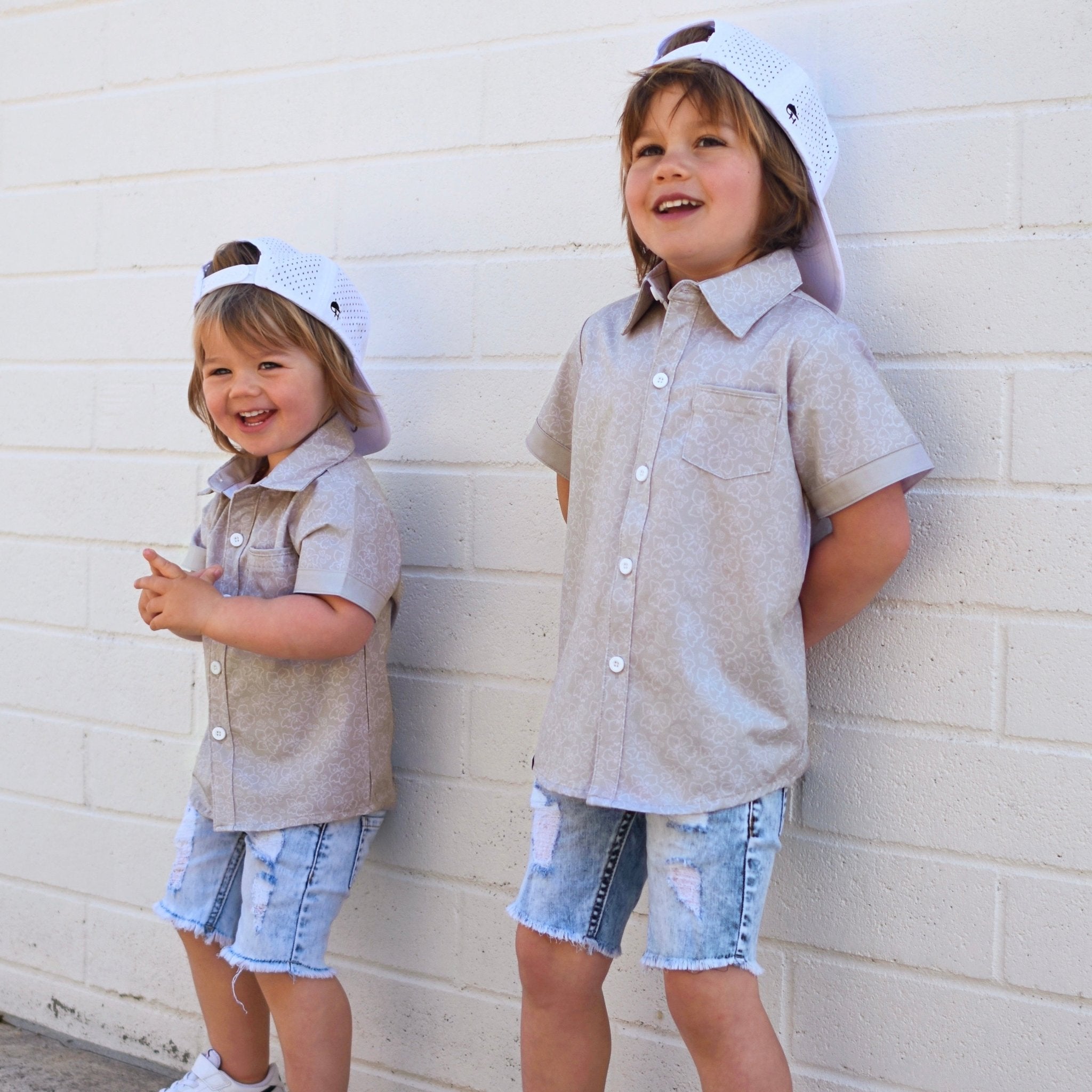 Green Floral Collared Tee - George Hats