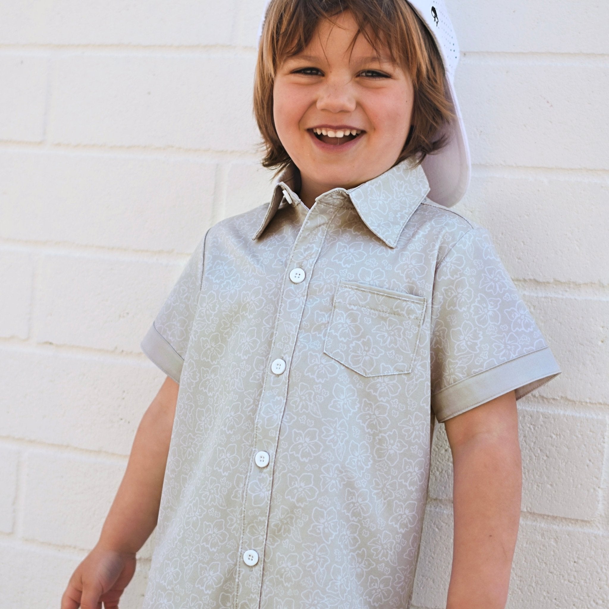 Green Floral Collared Tee - George Hats