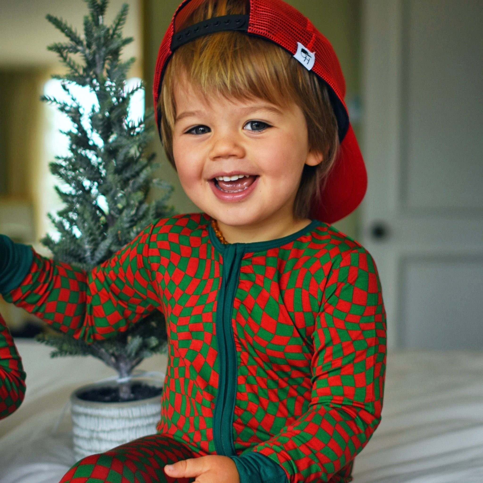 Holiday Check Zippered One Piece Pajama - George Hats