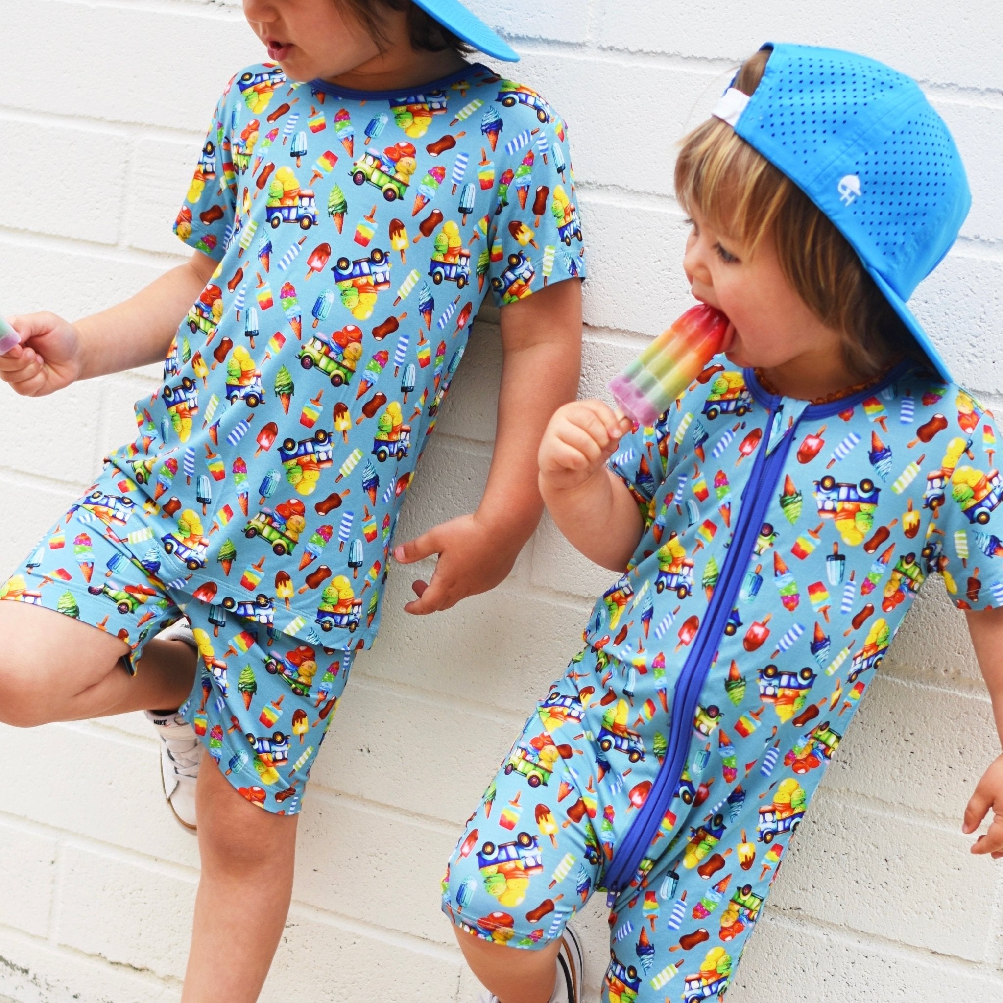 Ice Cream Zip Romper Pajama - George Hats