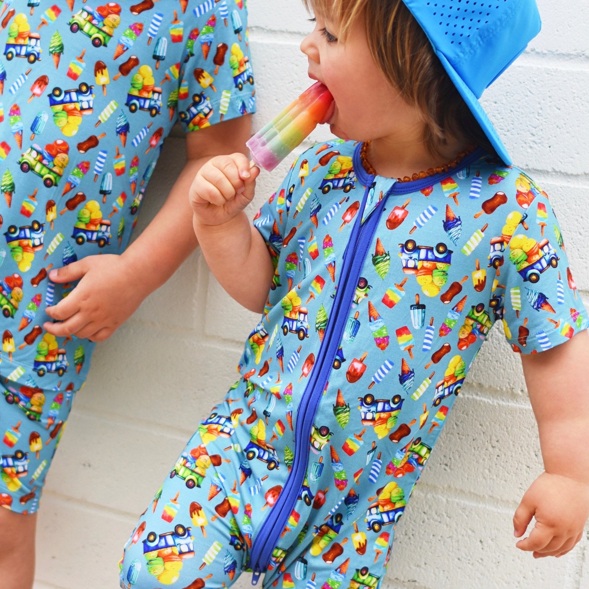 Ice Cream Zip Romper Pajama - George Hats