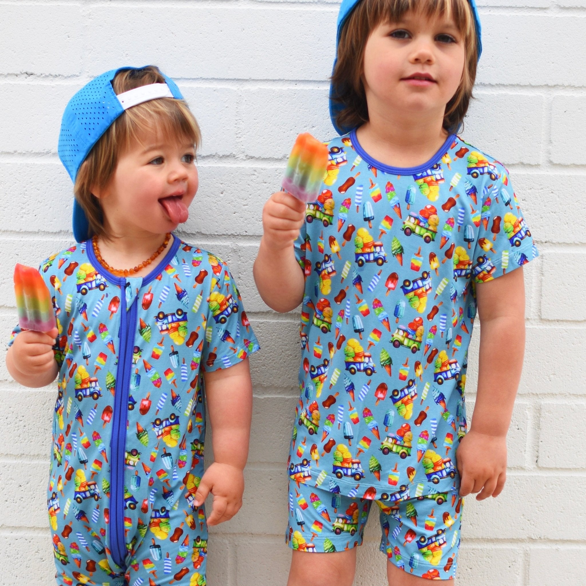 Ice Cream Zip Romper Pajama - George Hats