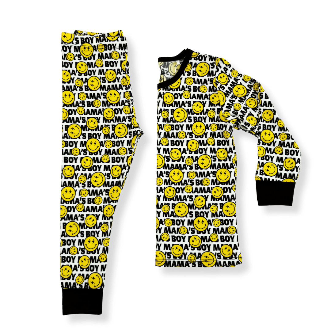 Mama Boy Smiley Bamboo Long Sleeve Pajamas - George Hats