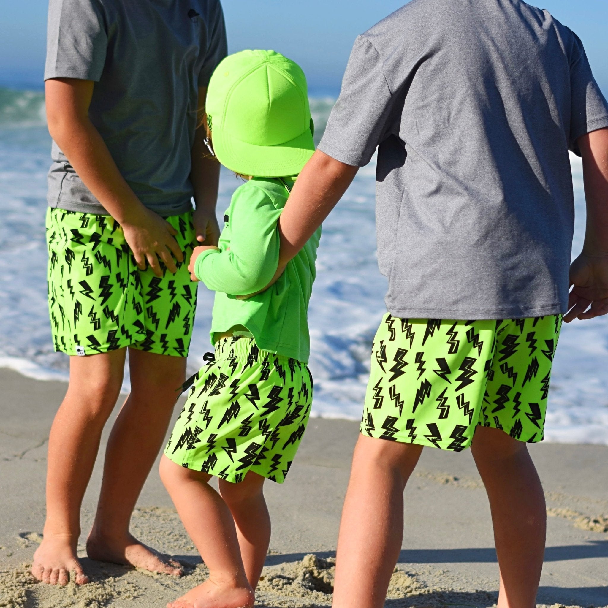 Neon Green Bolt Hybrid Swim Shorts - George Hats