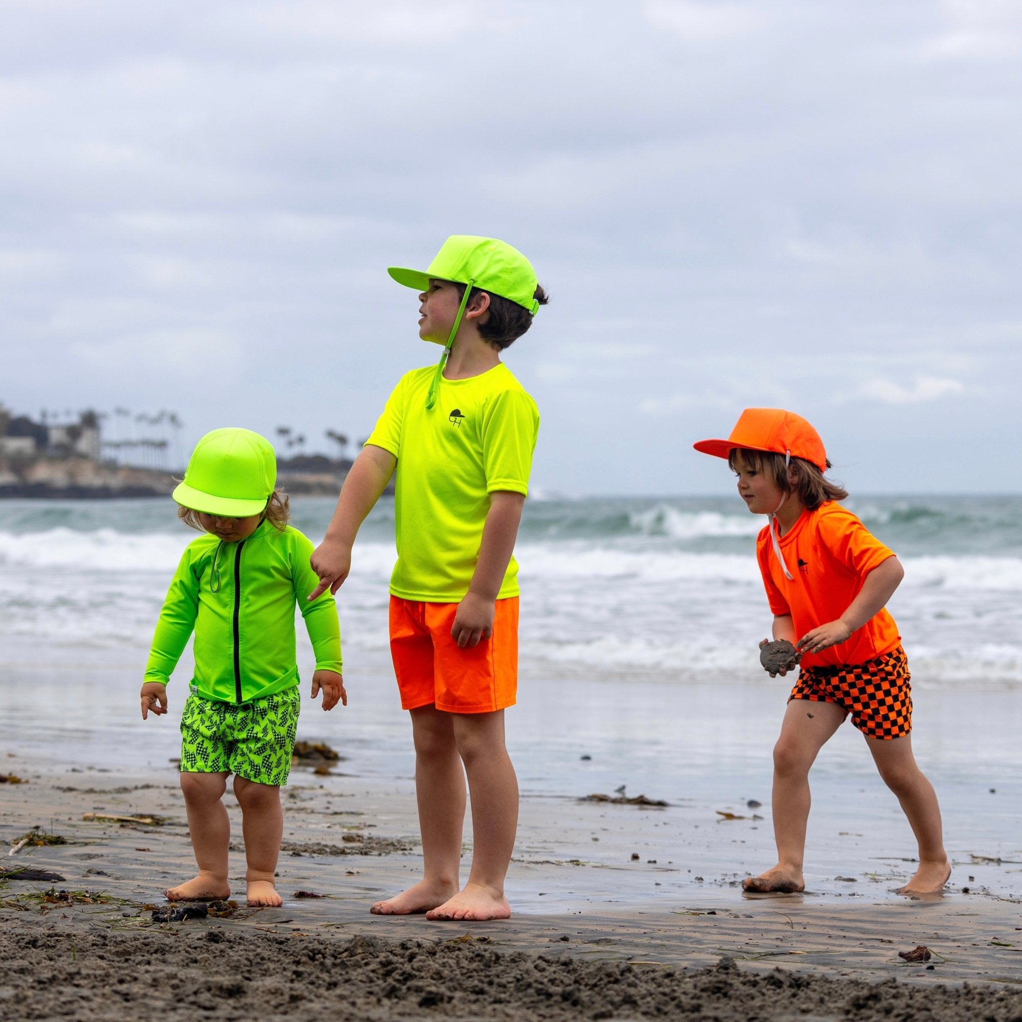 Neon Green Zip Sun Shirt - George Hats