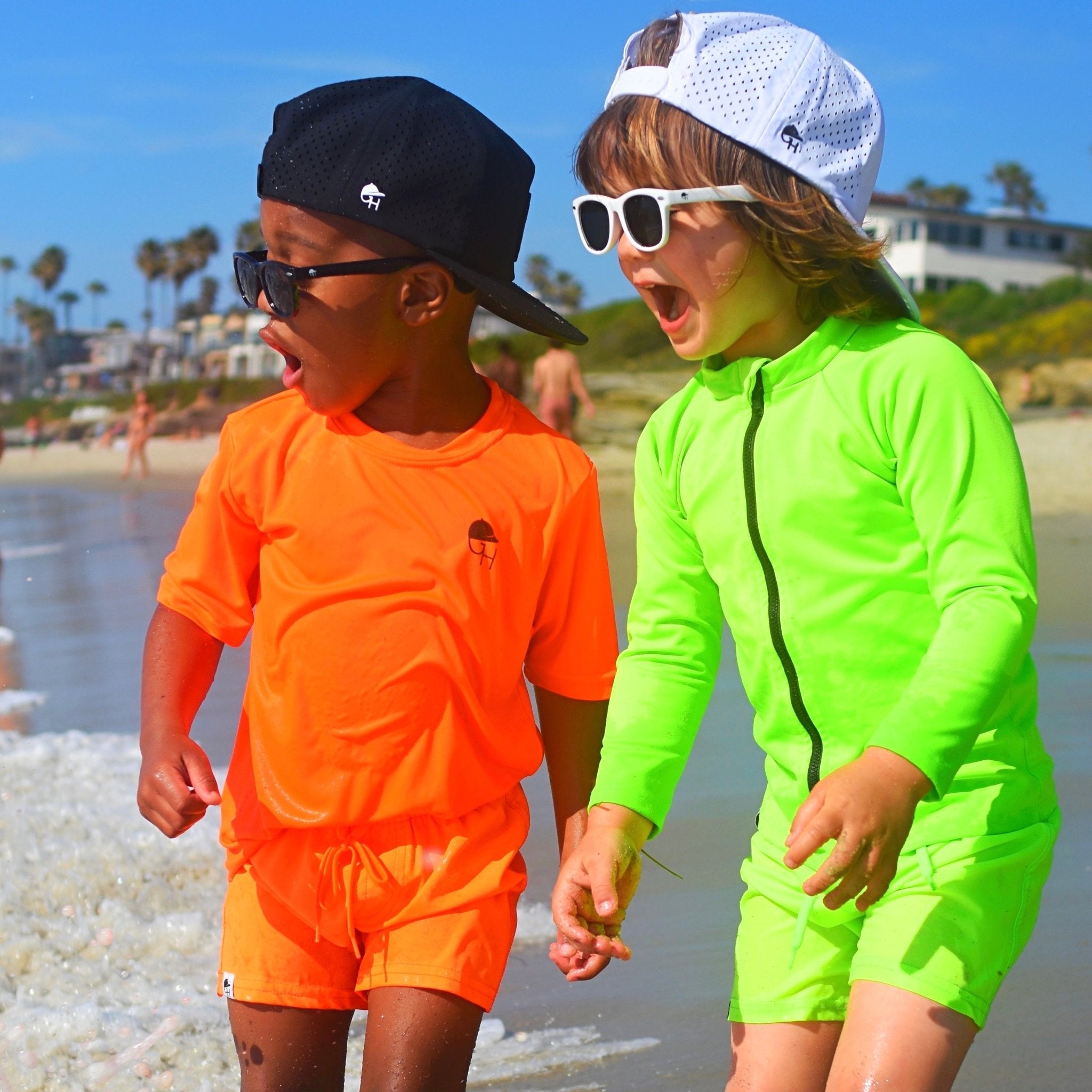 Neon Orange Hybrid Swim Shorts - George Hats