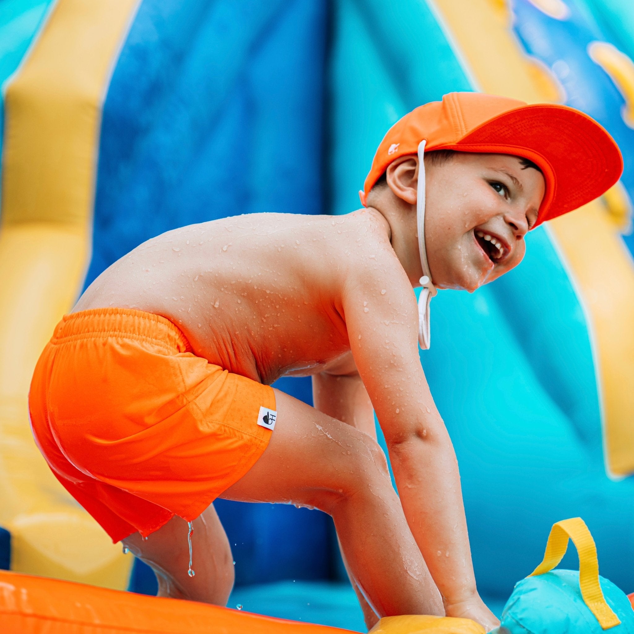 Neon Orange Hybrid Swim Shorts - George Hats