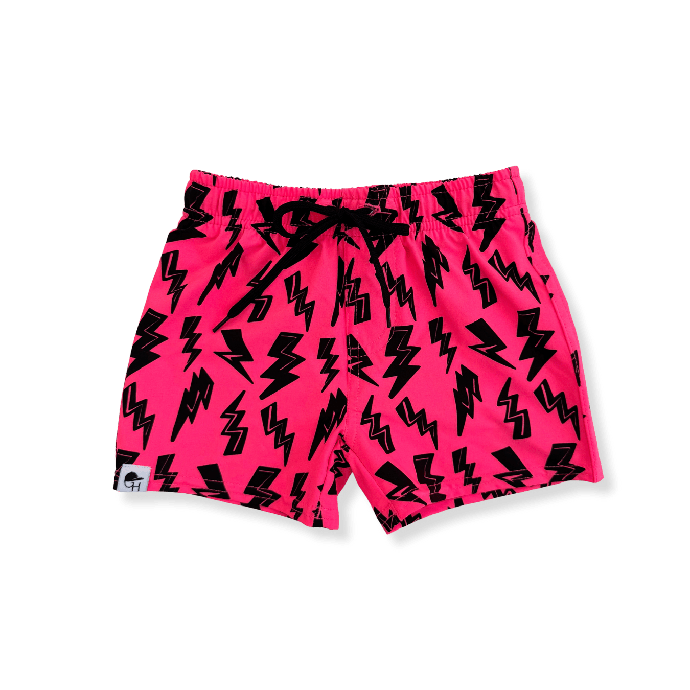 Neon Pink Bolt Hybrid Swim Shorts - George Hats