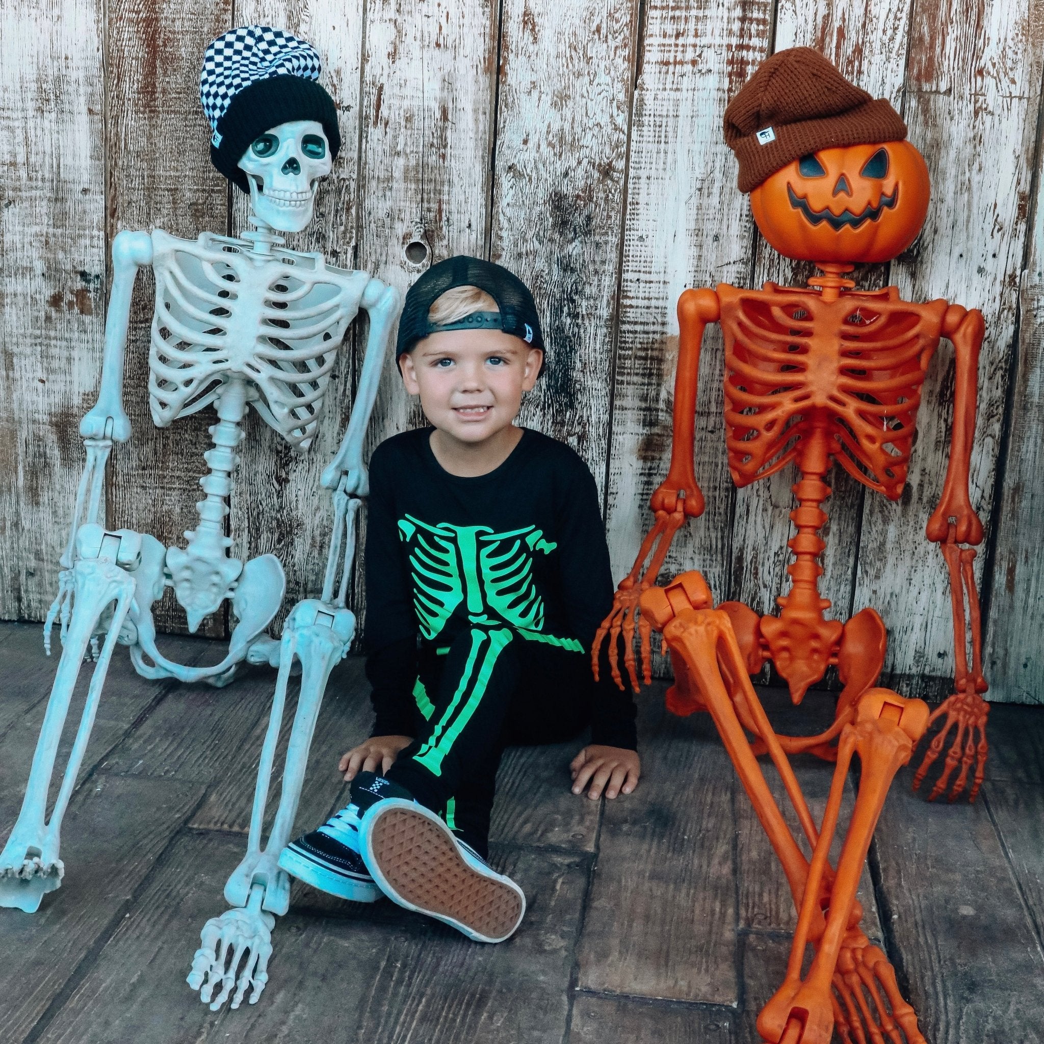 Neon Skeleton Bamboo Long Sleeve Pajamas - George Hats