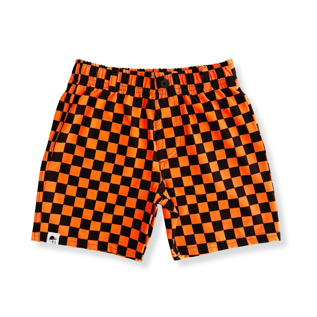Orange Check Hybrid Walk Shorts - George Hats