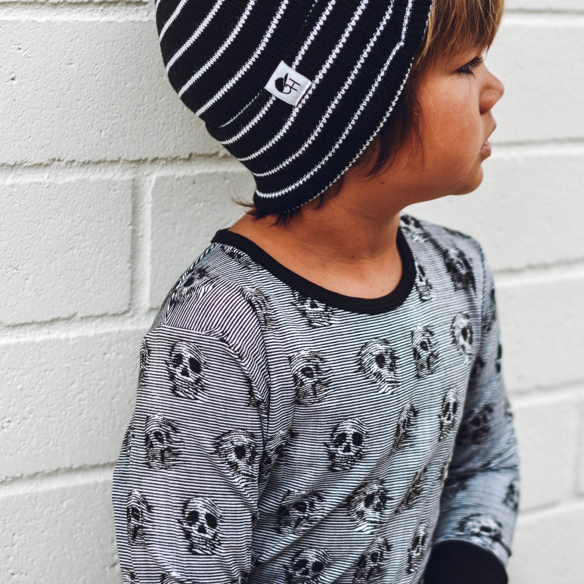 Skull Stripe Bamboo Long Sleeve Pajamas - George Hats