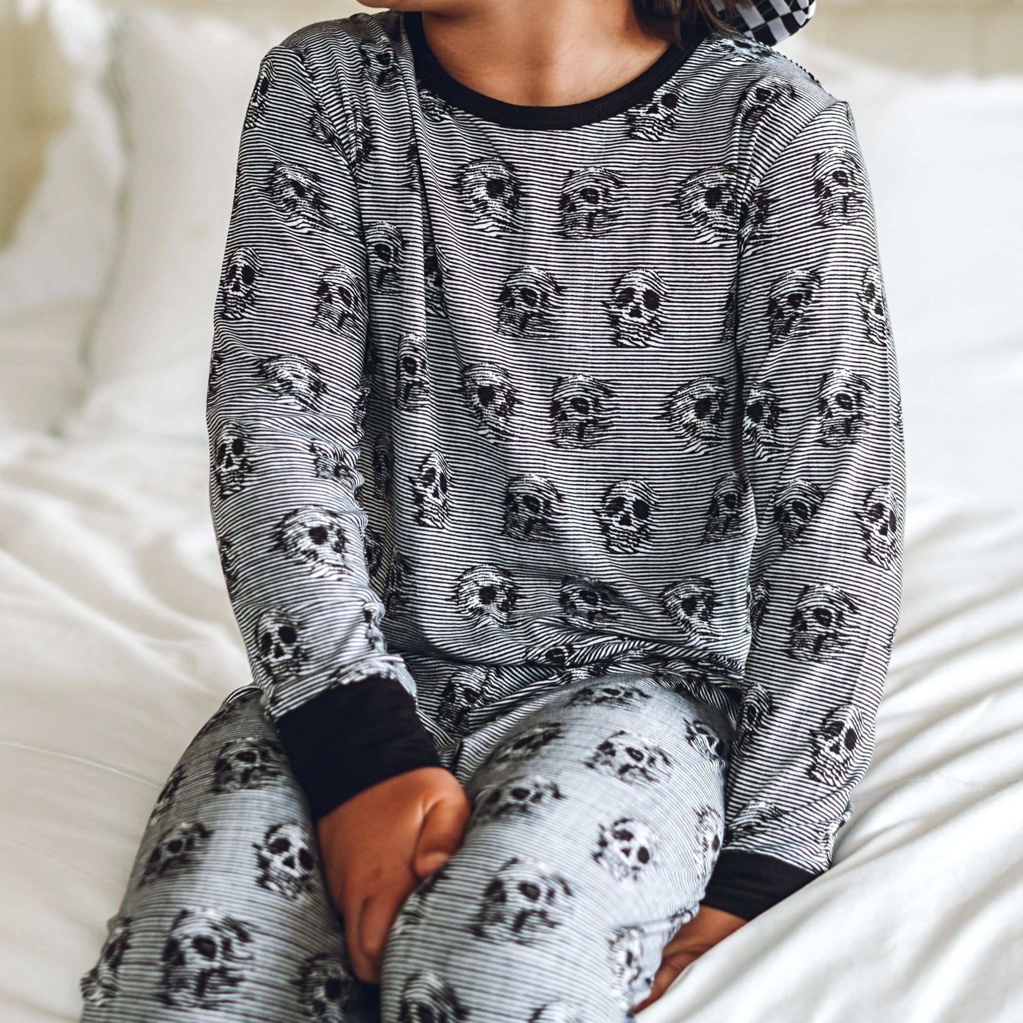 Skull Stripe Bamboo Long Sleeve Pajamas - George Hats