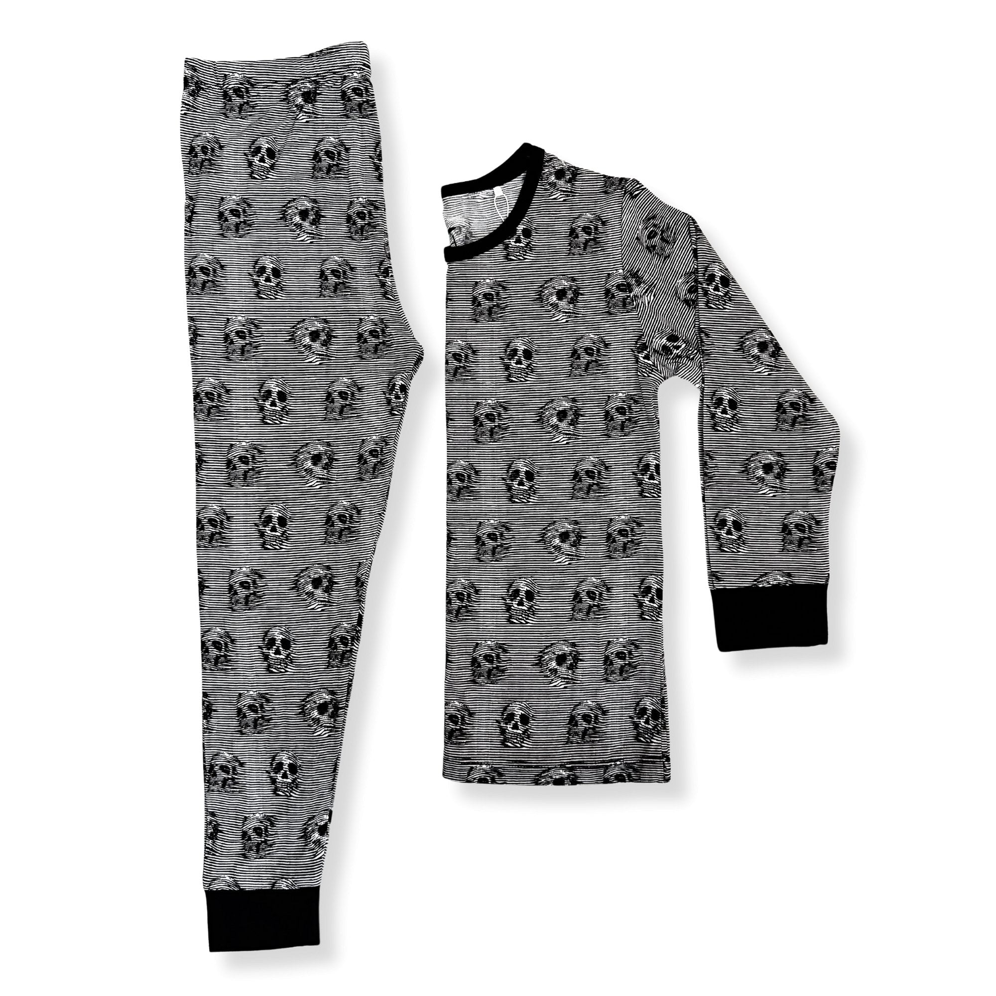 Skull Stripe Bamboo Long Sleeve Pajamas - George Hats