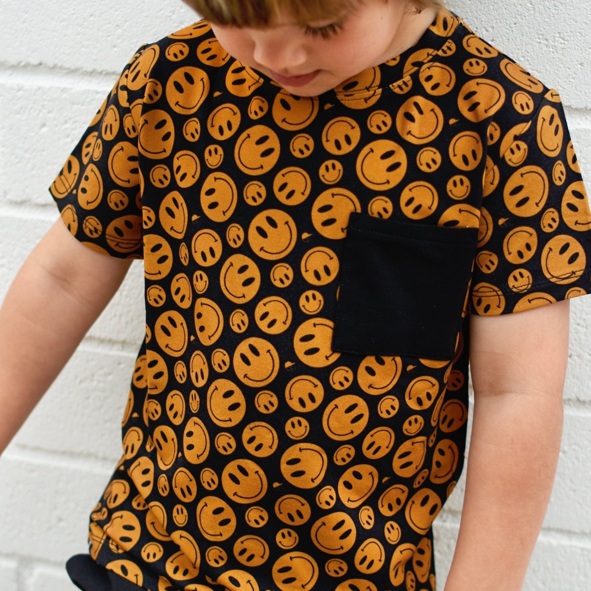 Tan Smiley Bamboo Pocket Tee - George Hats