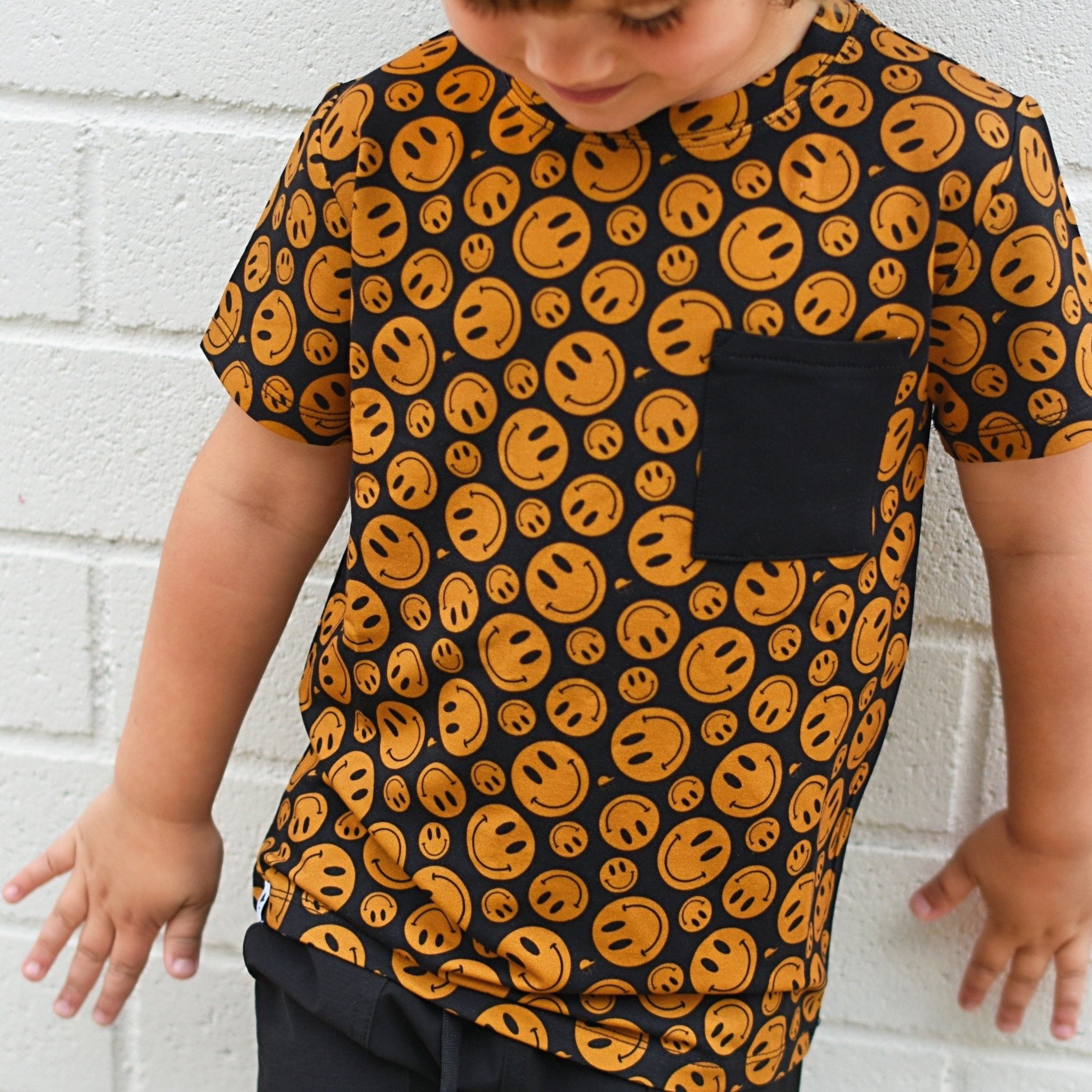 Tan Smiley Bamboo Pocket Tee - George Hats