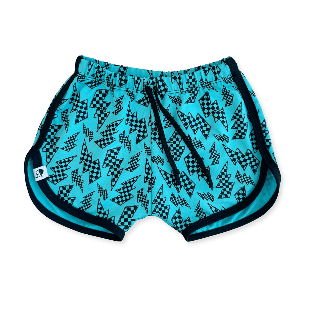 Teal Check Bolt Track Swim Shorts - George Hats