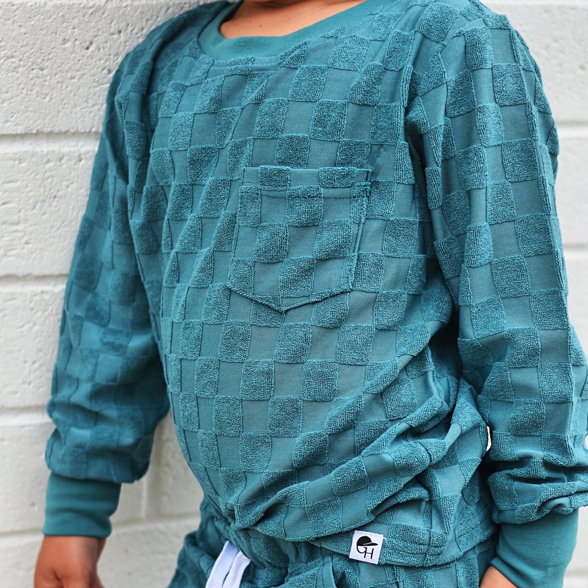 Teal Check Terry LS Tee - George Hats