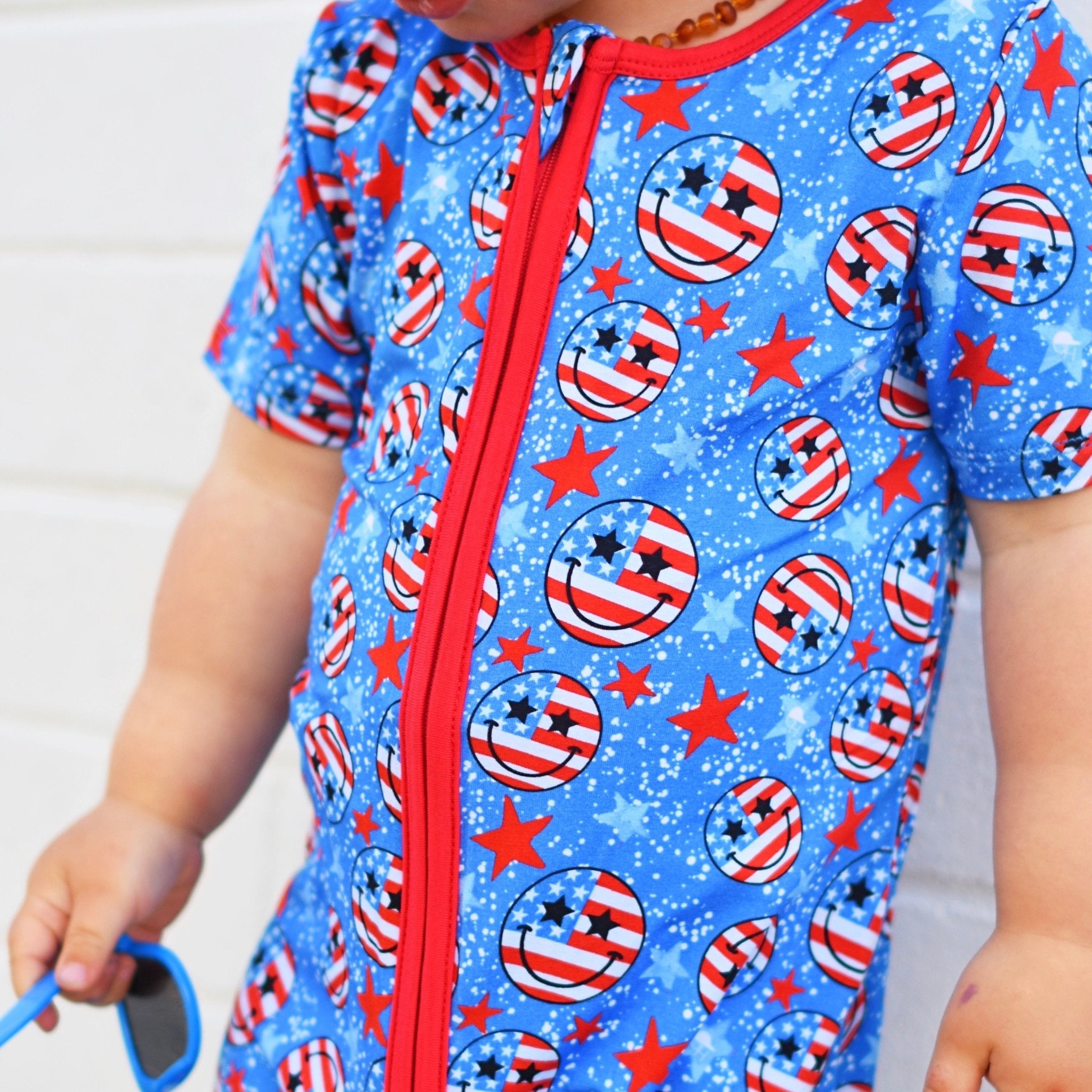 USA Smiley Zip Romper Pajama - George Hats