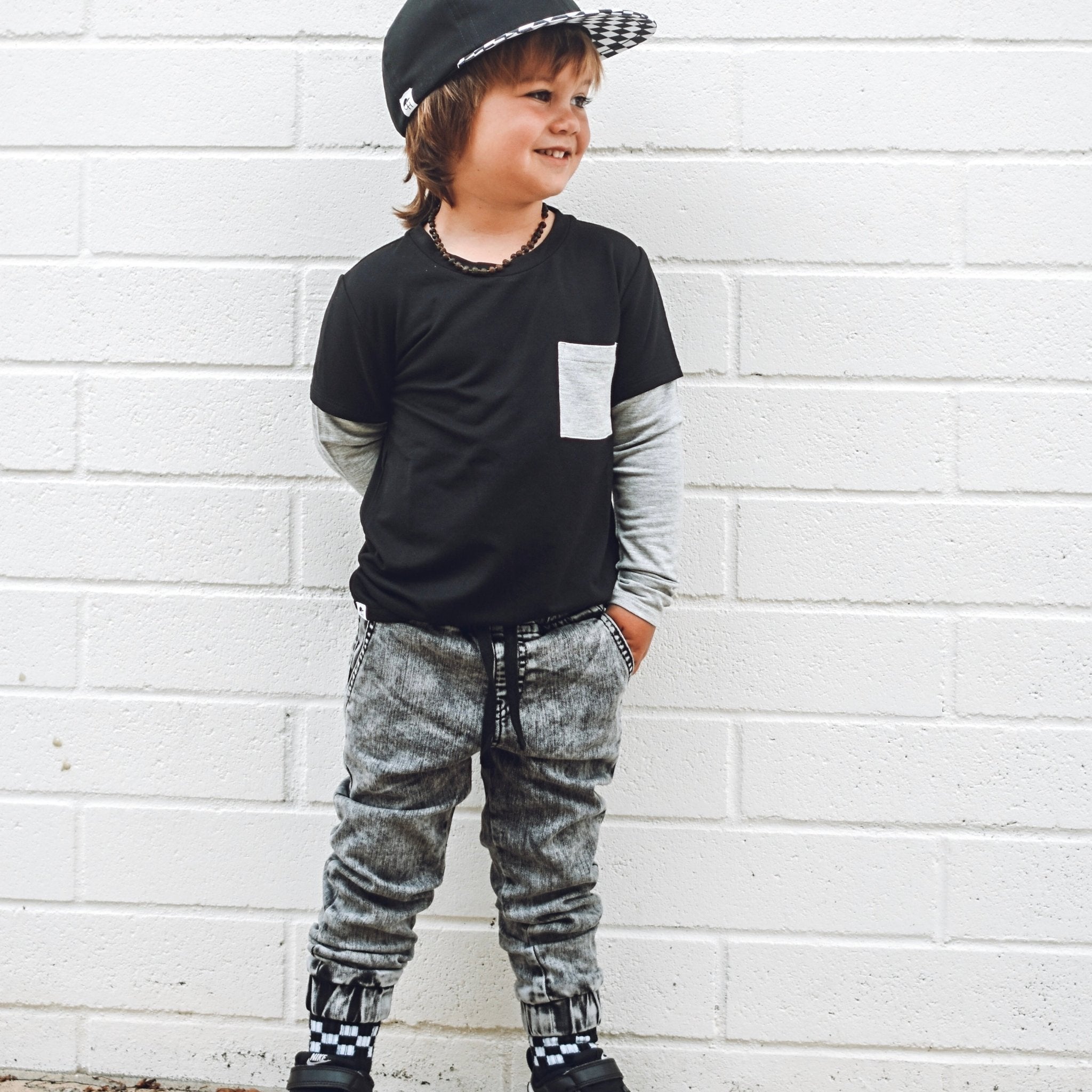 Acid Wash Black Denim Jogger Pants - George Hats