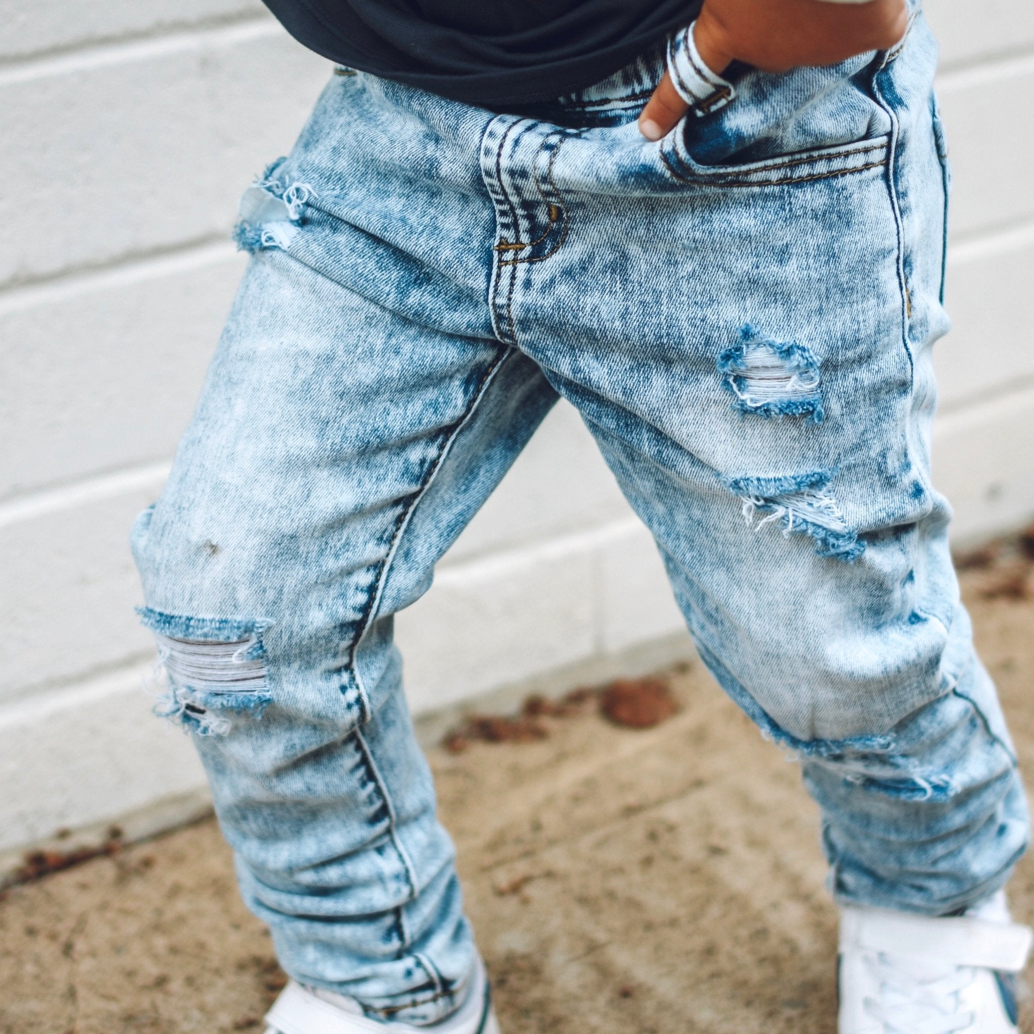 Acid Wash Blue Denim Pants - George Hats