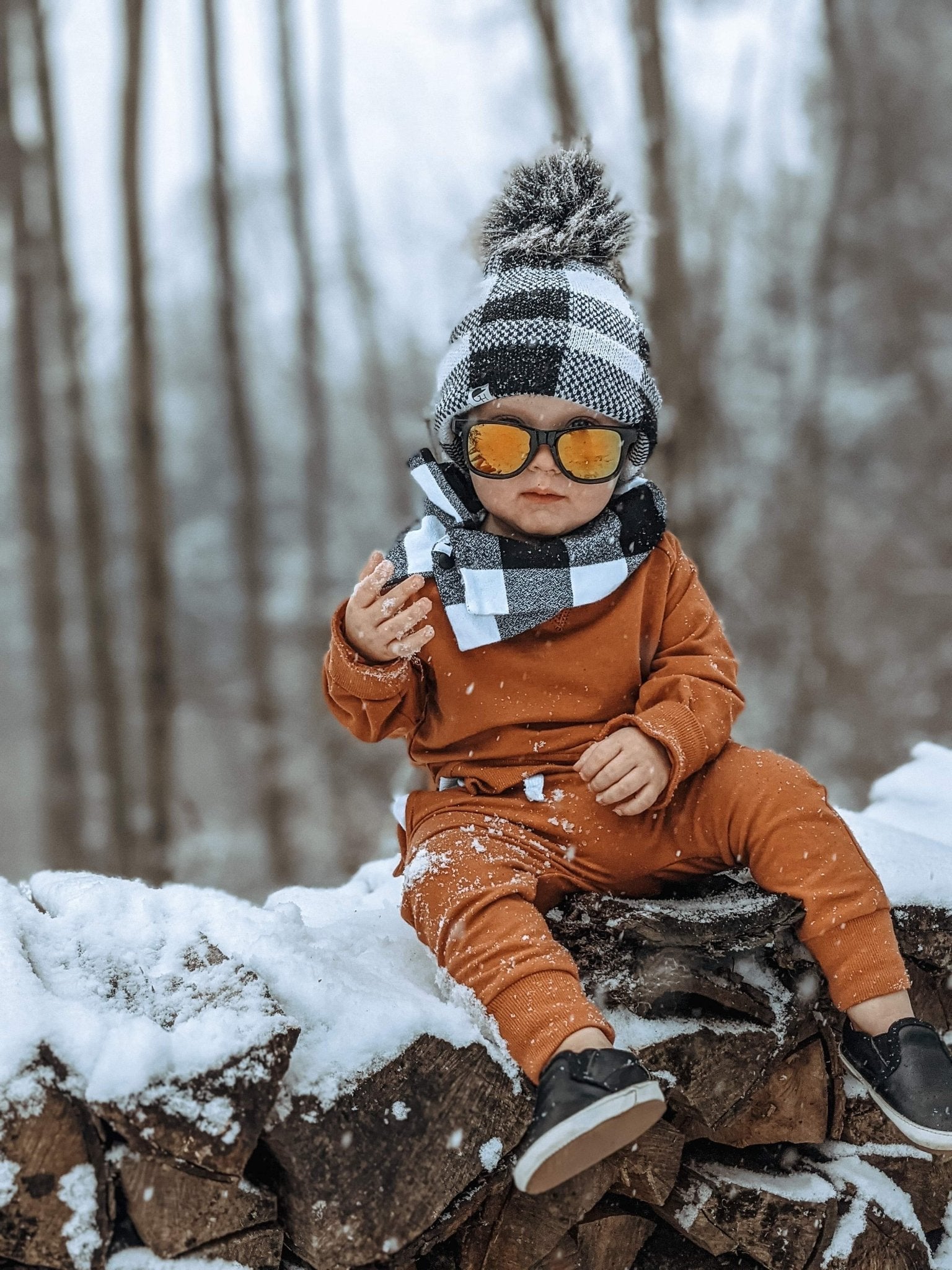 Black and White Plaid Beanie - George Hats