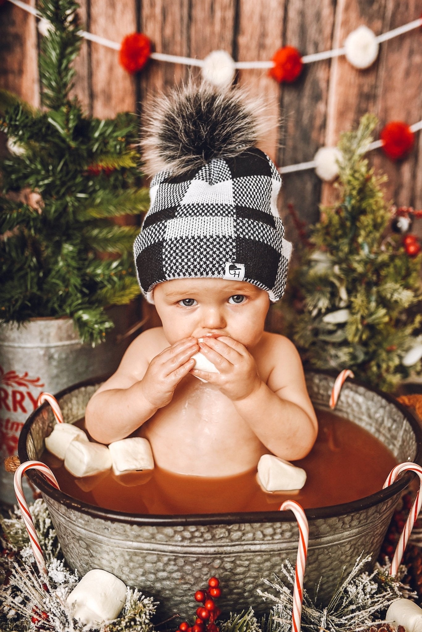 Black and White Plaid Beanie - George Hats