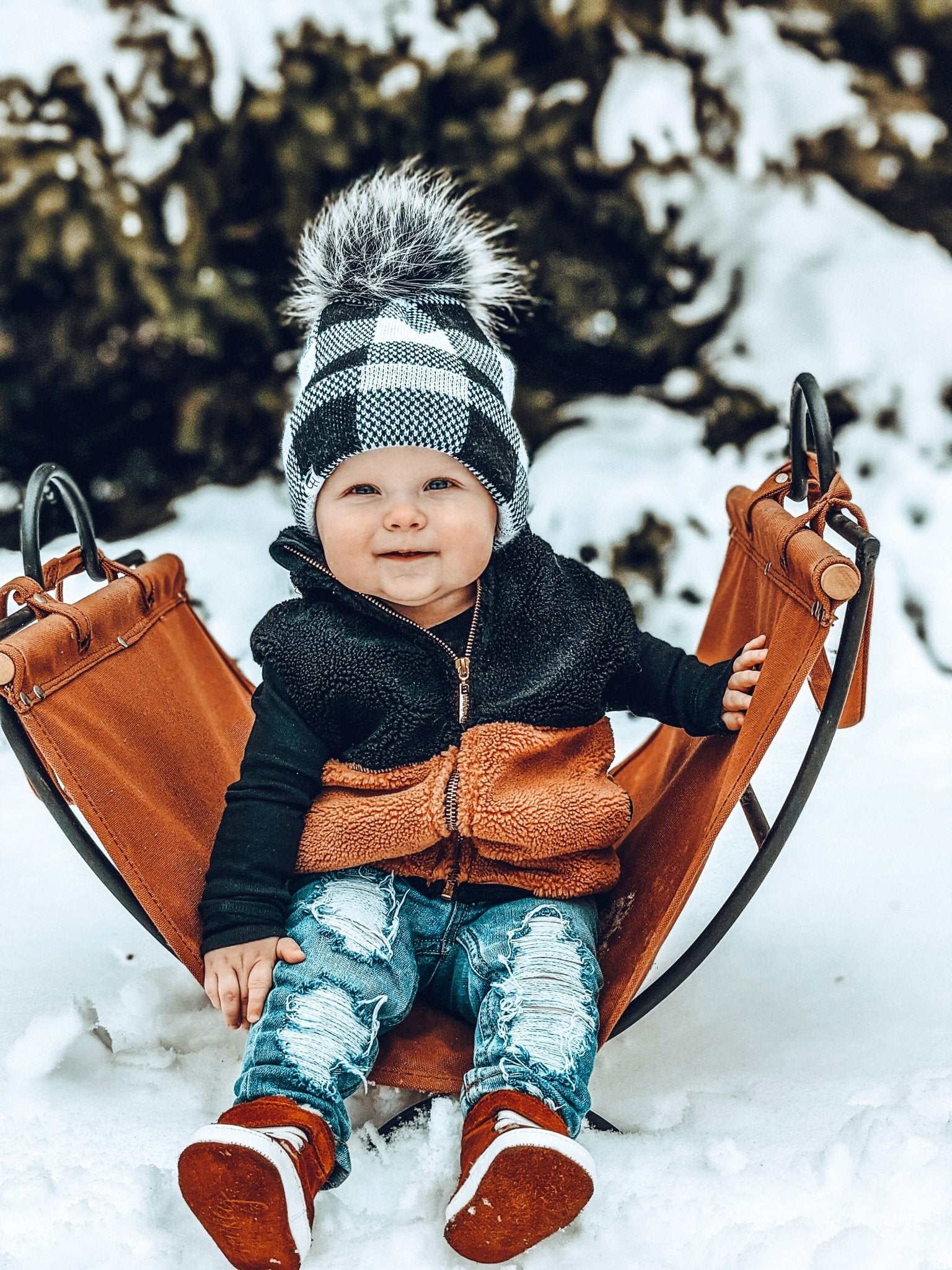 Black and White Plaid Beanie - George Hats