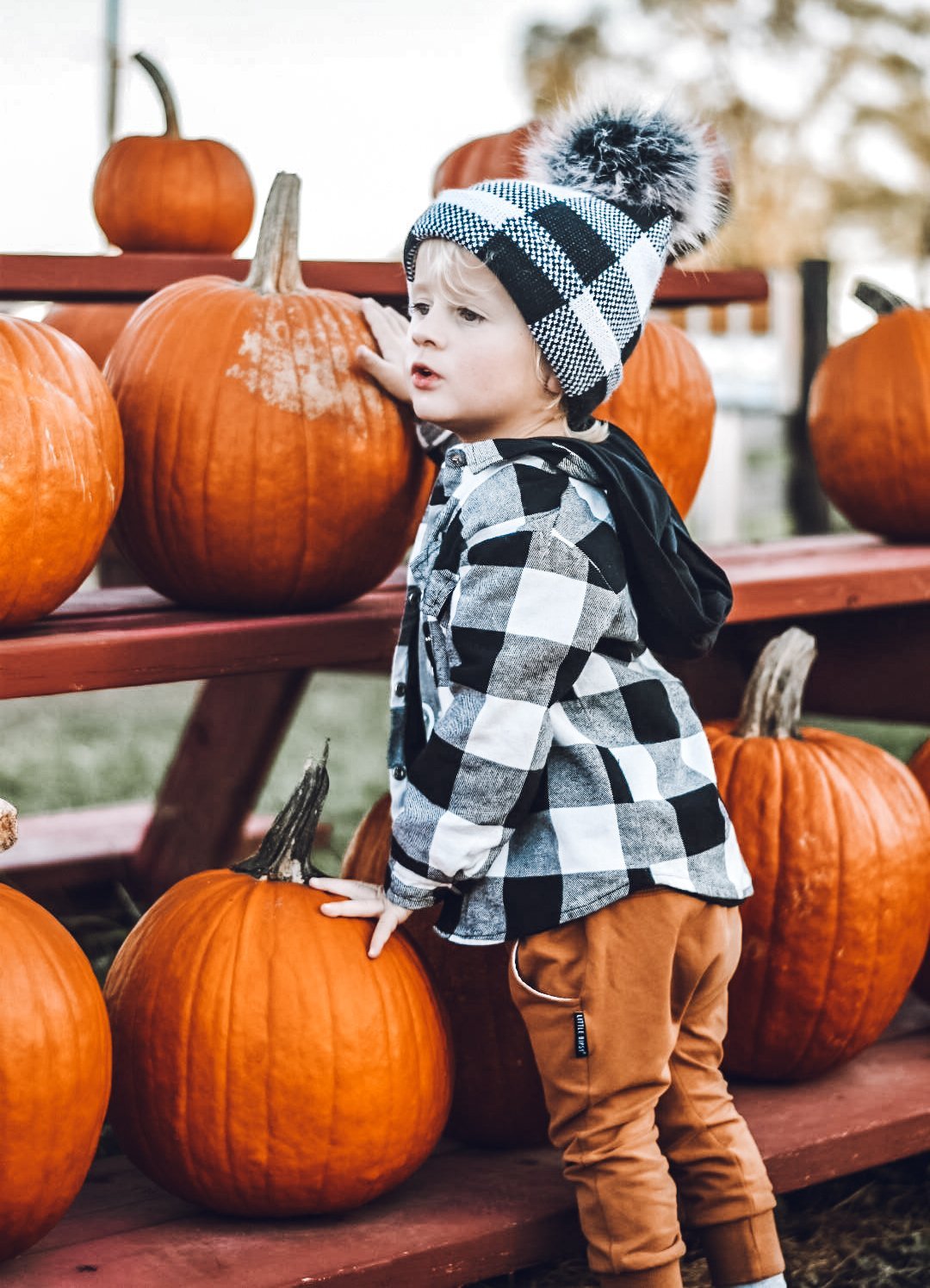 Black and White Plaid Beanie - George Hats