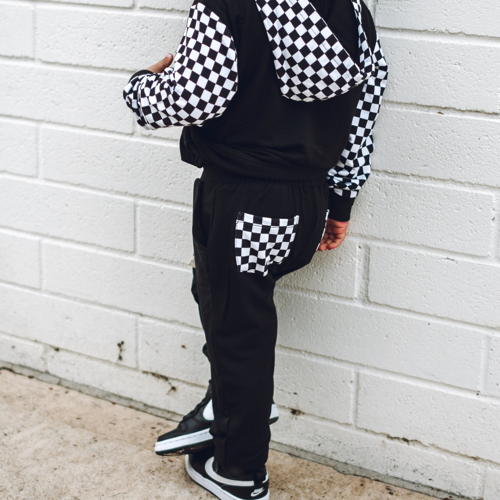 Black Check Jogger - George Hats