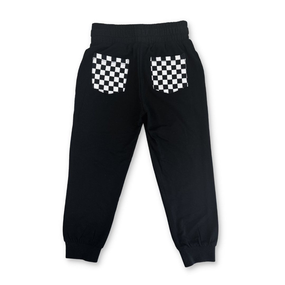 Black Check Jogger - George Hats