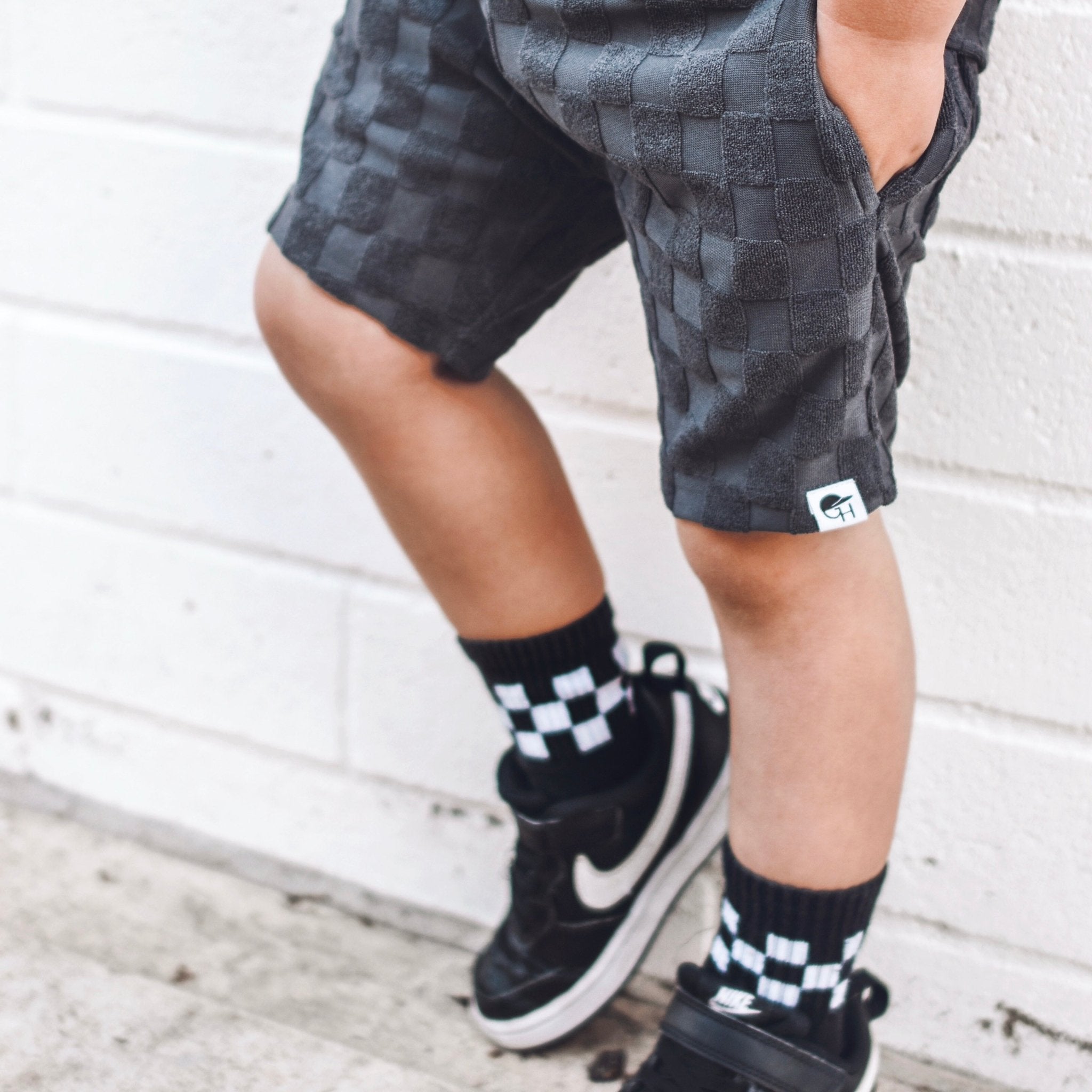 Black Check Socks - George Hats