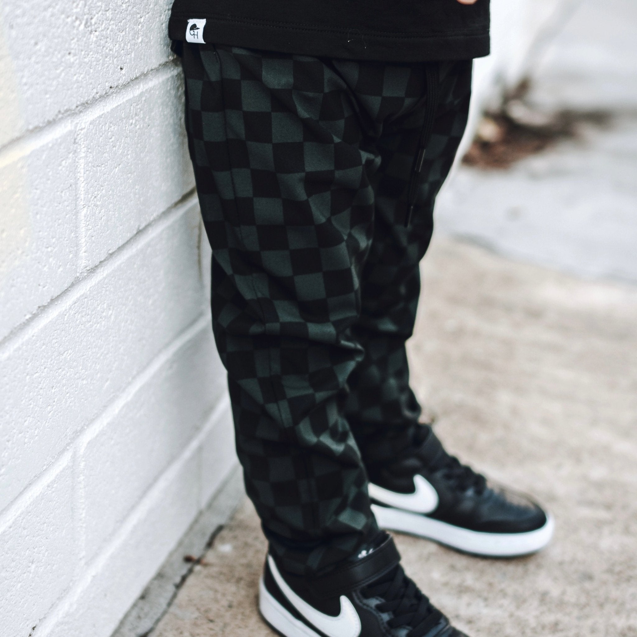 Black Check Walk Pants - George Hats