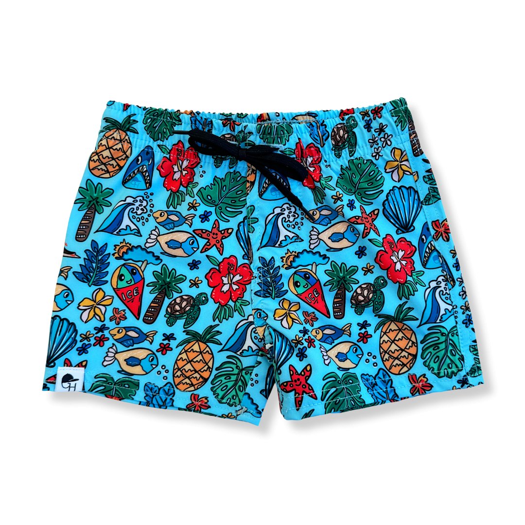 Blue Hawaii Hybrid Swim Shorts - George Hats