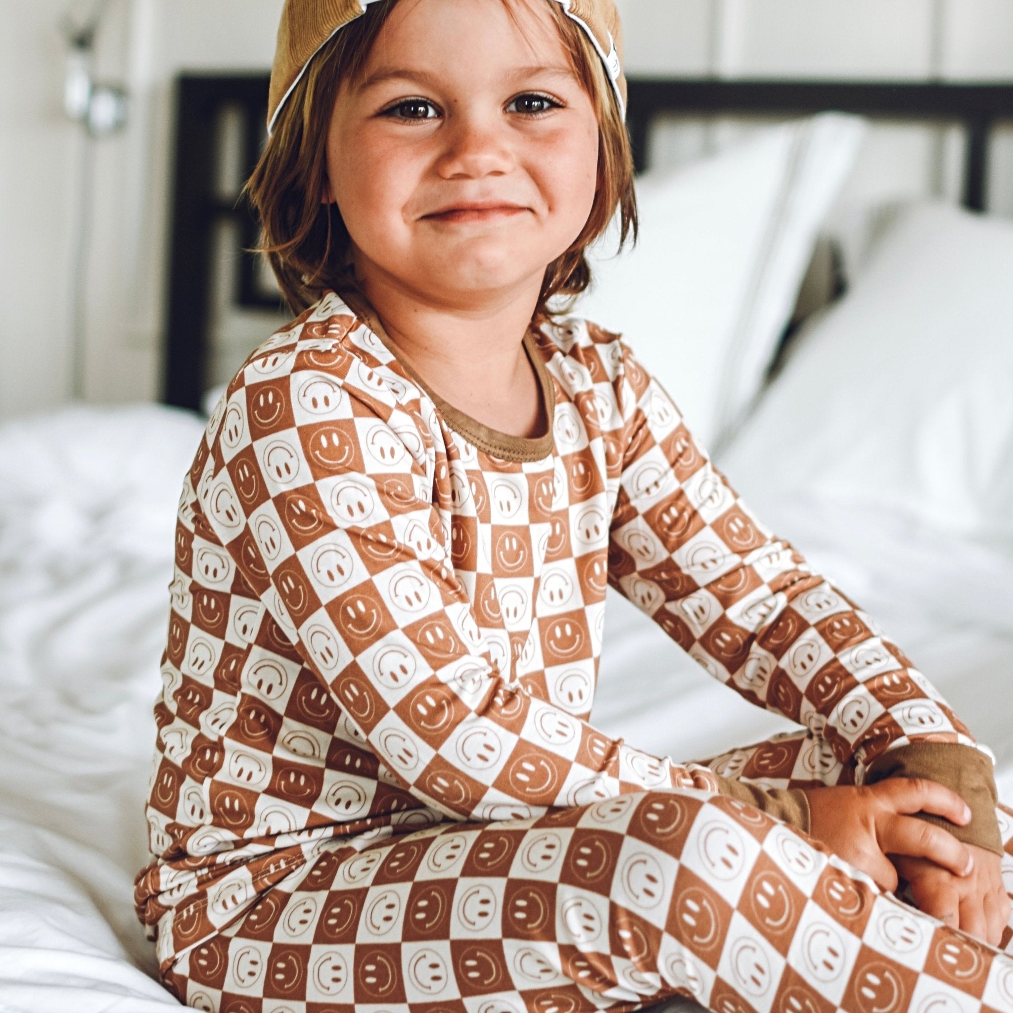 Copper Smiley Long Sleeve Pajamas - George Hats