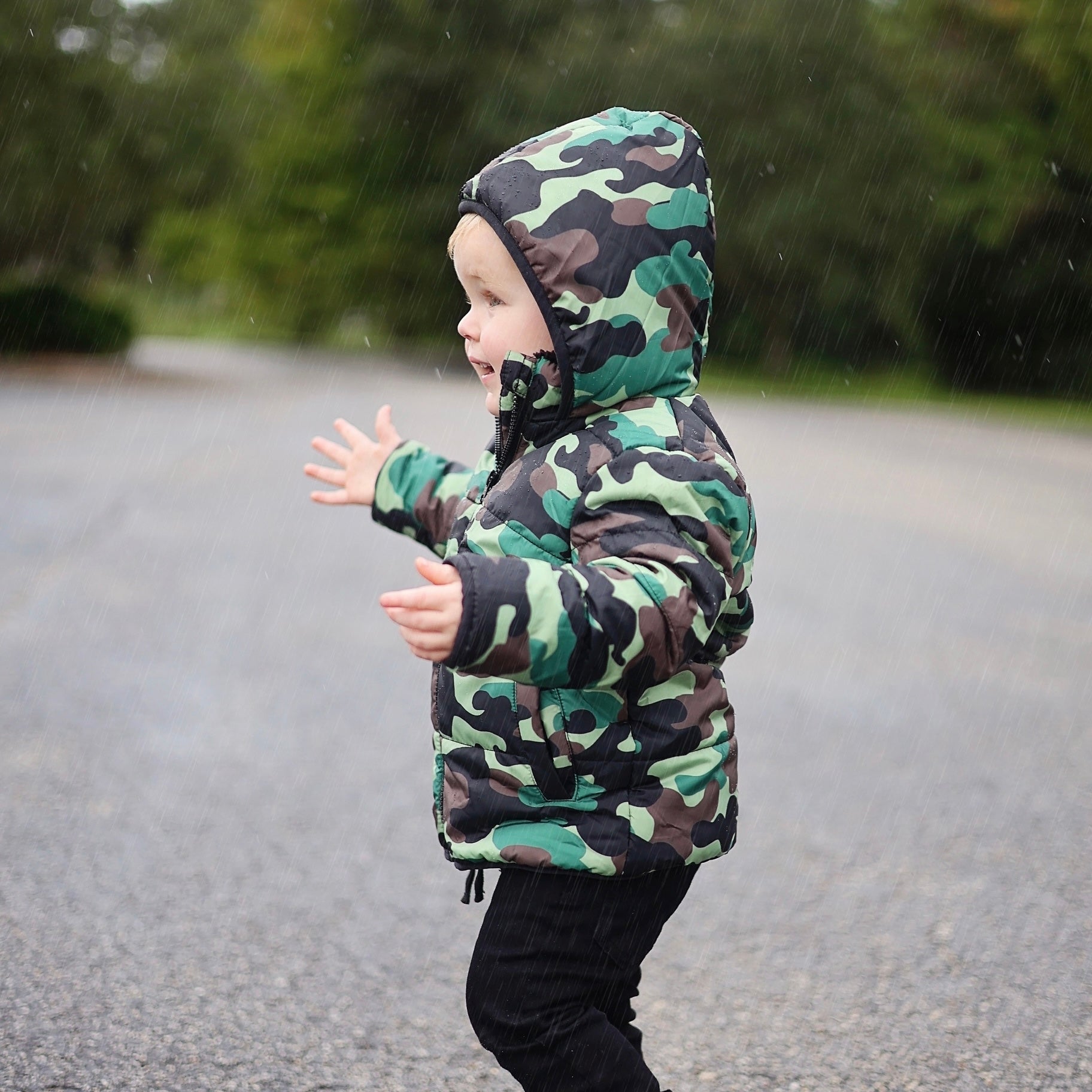 Green Camo Quilted Jacket - George Hats