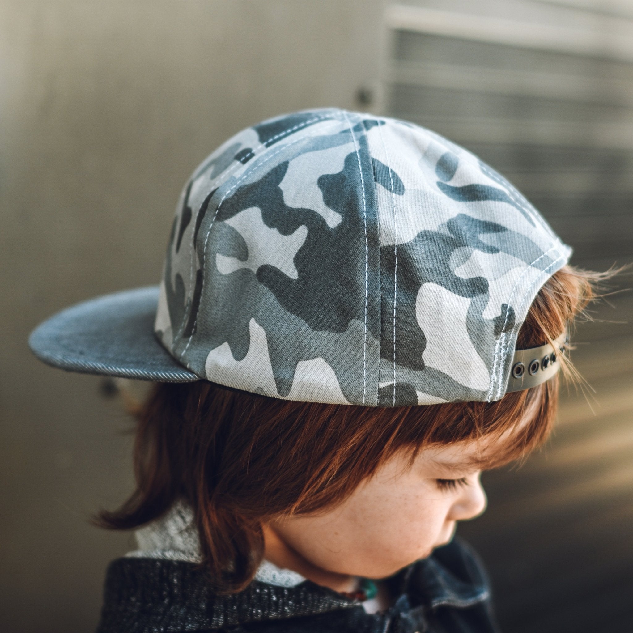 Grey Camo 6 Panel Trucker  boy's hat- George Hats