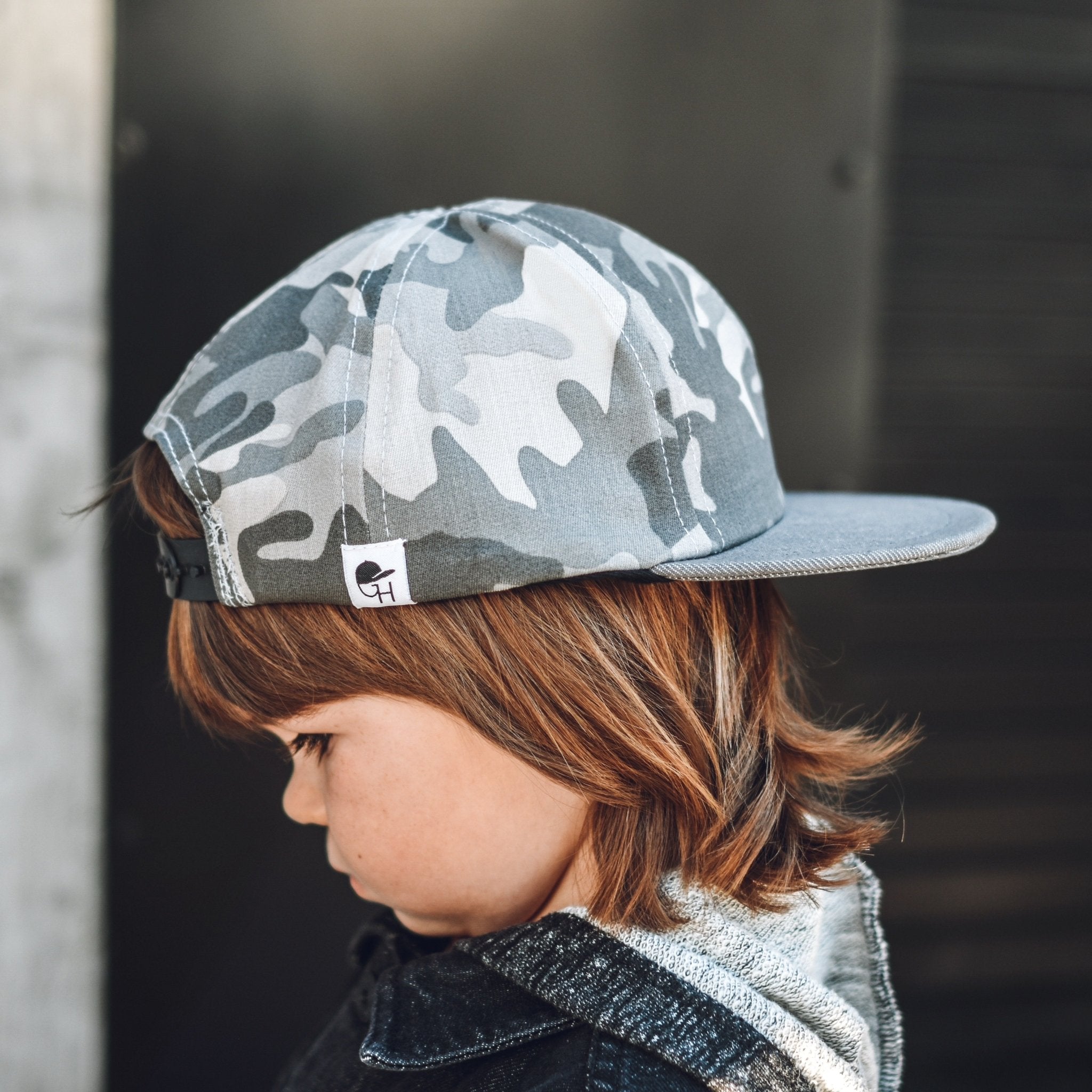 Grey Camo 6 Panel Trucker boys' hat - George Hats