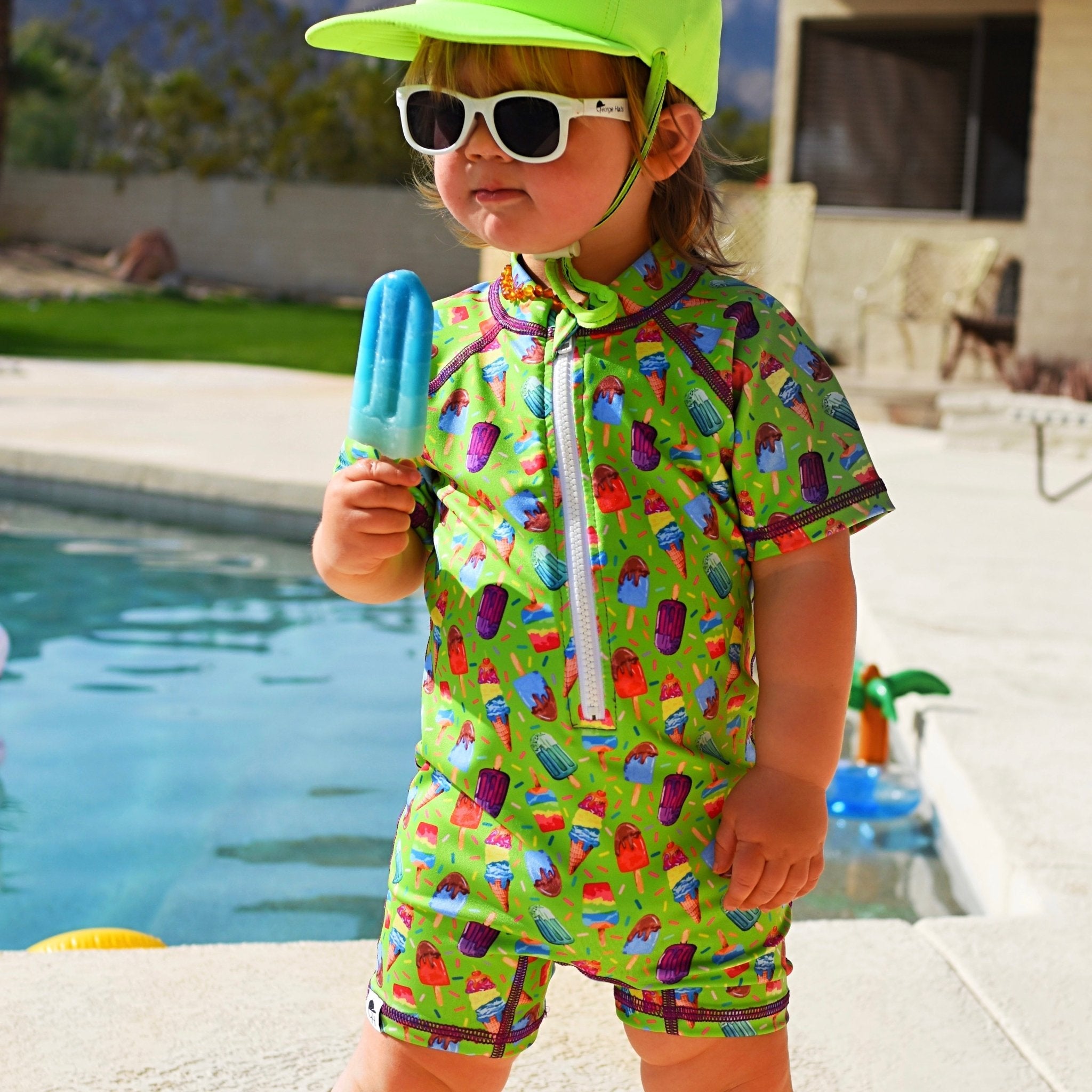 Ice Cream Short Sleeve Sunsuit - George Hats