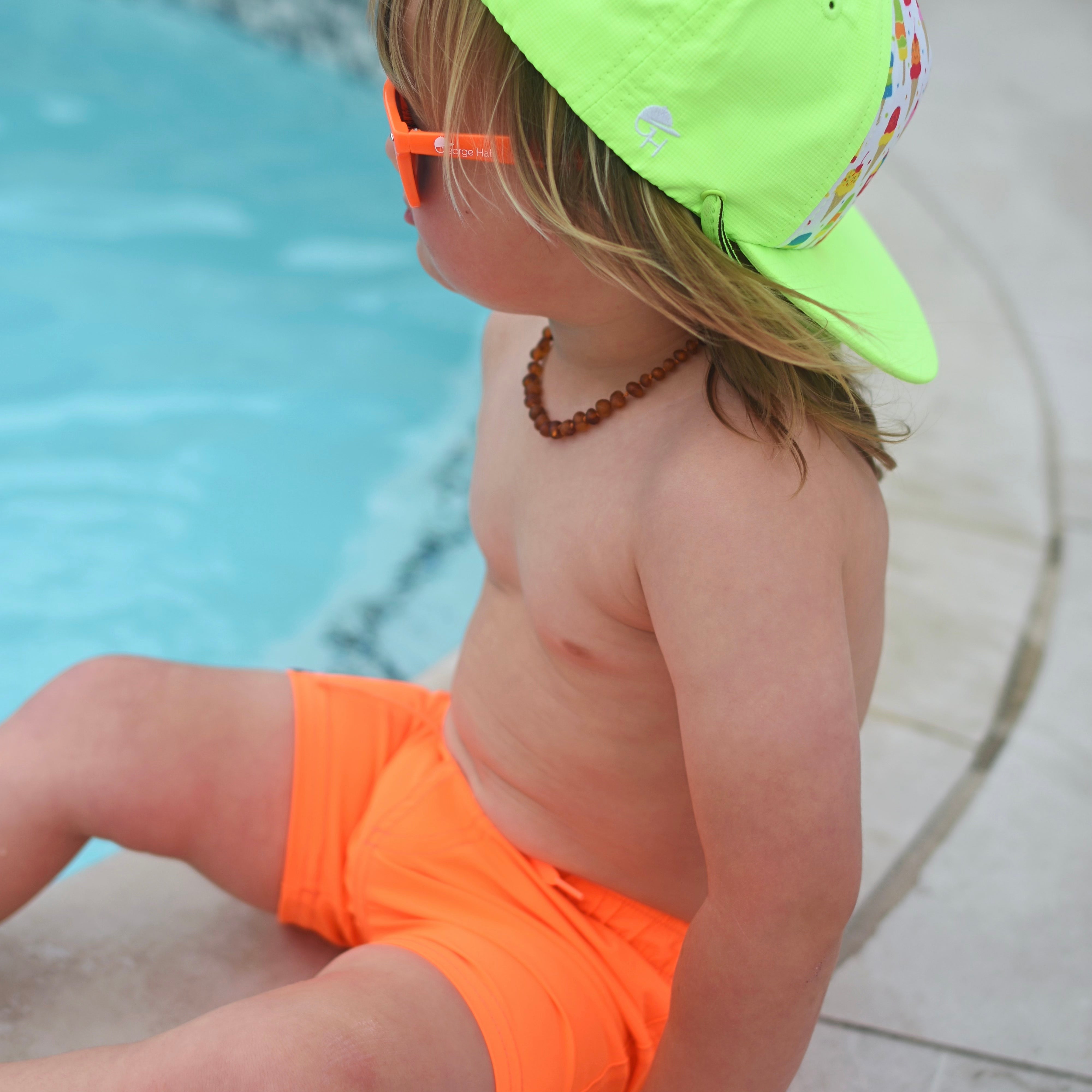 Neon Orange Hybrid Swim Shorts
