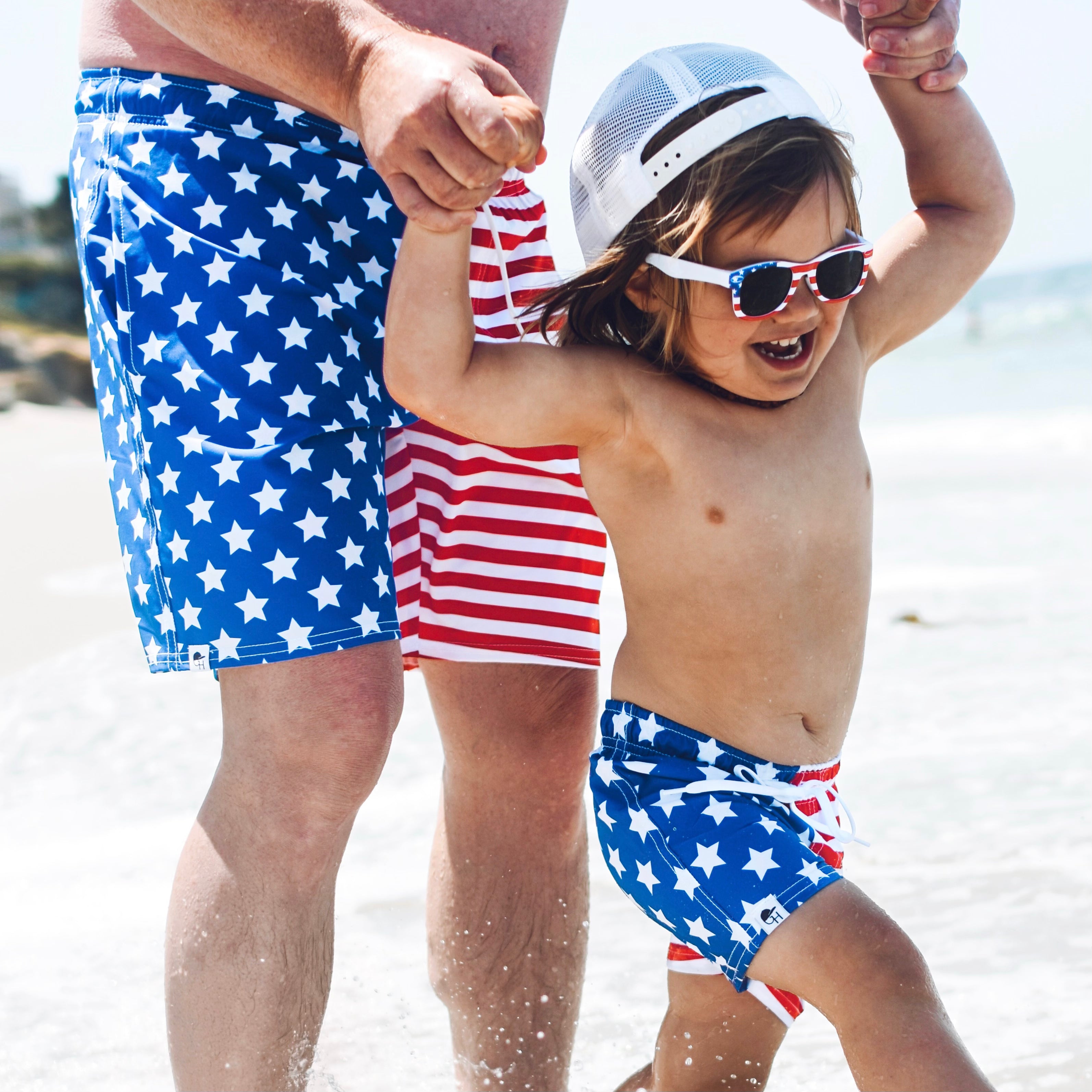 Adult Patriotic Swim Shorts George Hats