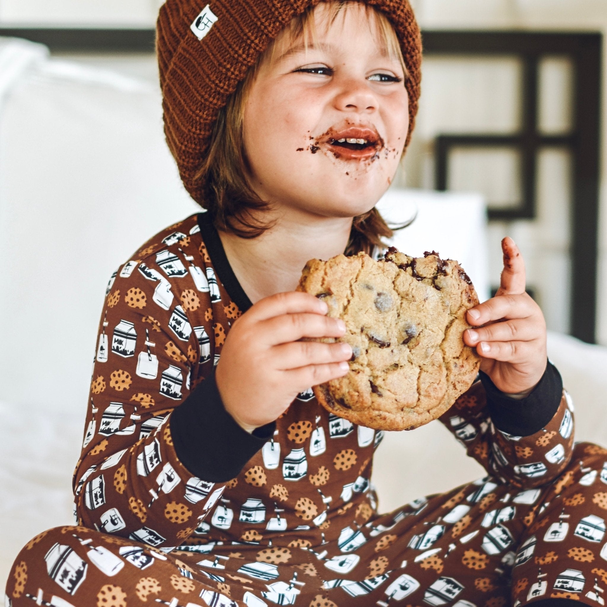 Milk & Cookies Long Sleeve Pajamas - George Hats