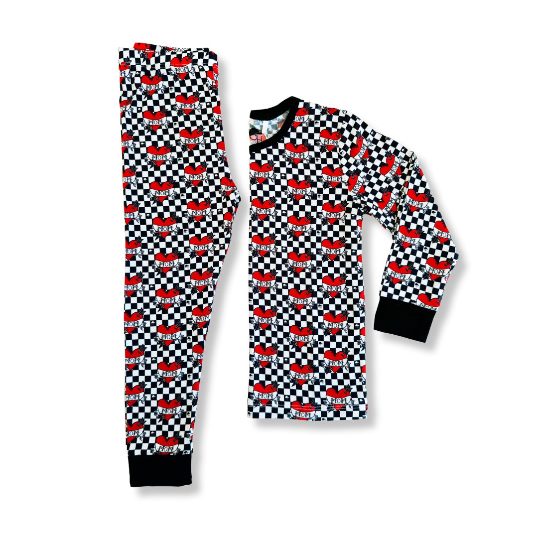 Mom Heart Check Long Sleeve Pajamas - George Hats