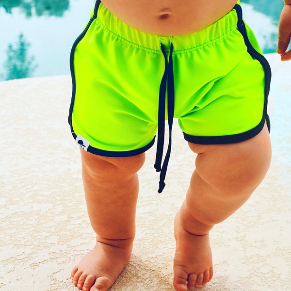 Neon Green Track Swim Shorts