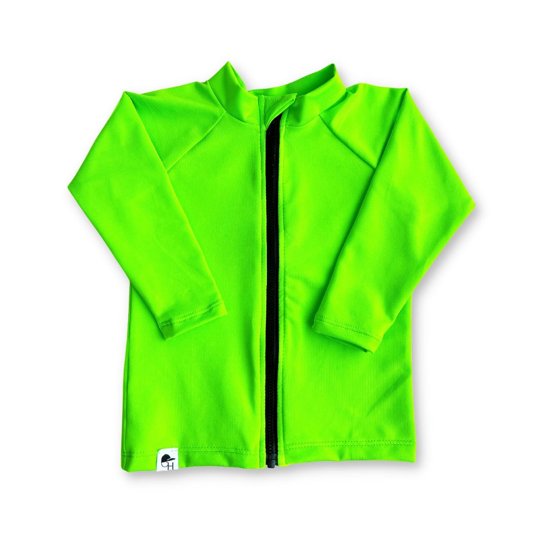 Neon Green Zip Sun Shirt - George Hats