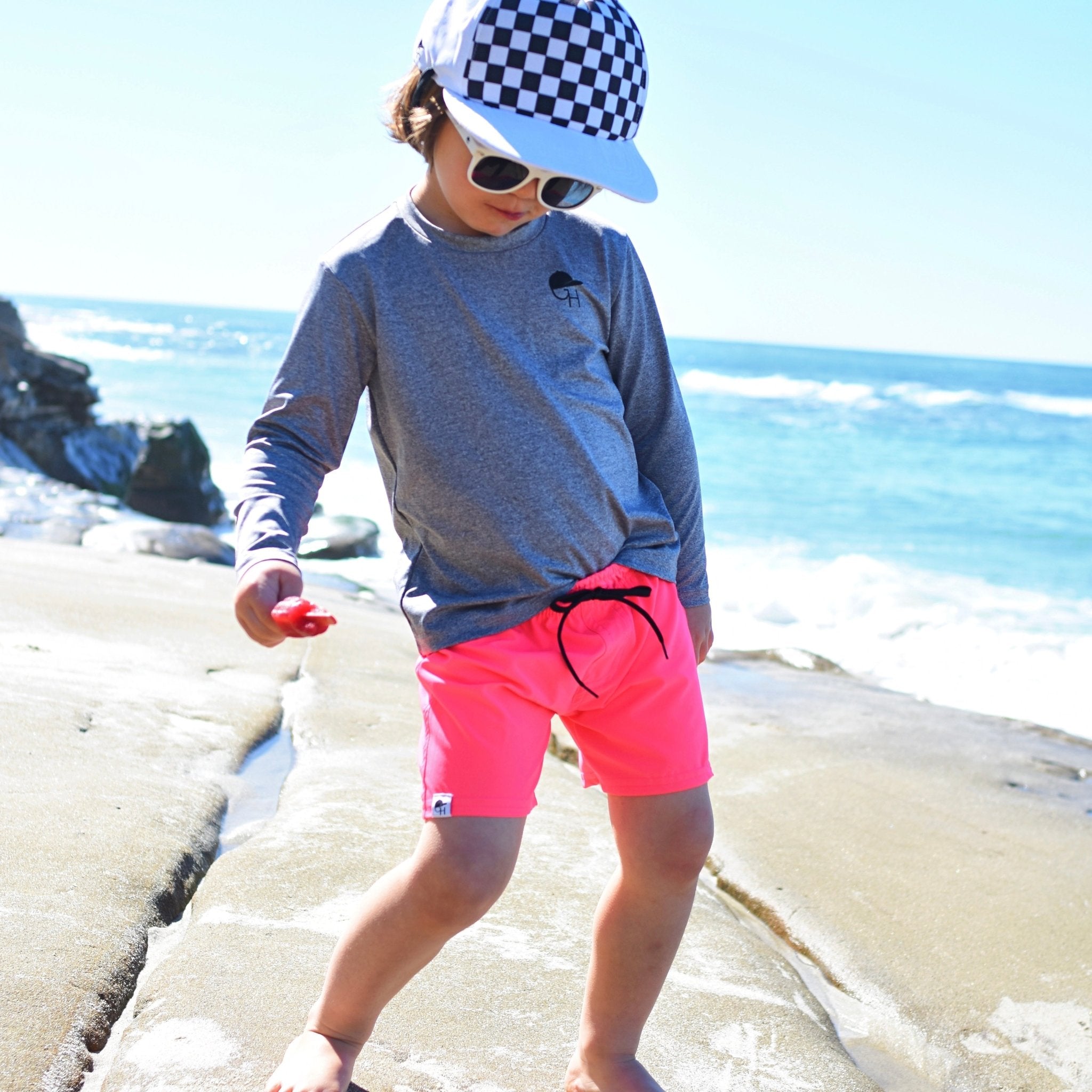 Neon Pink Hybrid Swim Shorts - George Hats