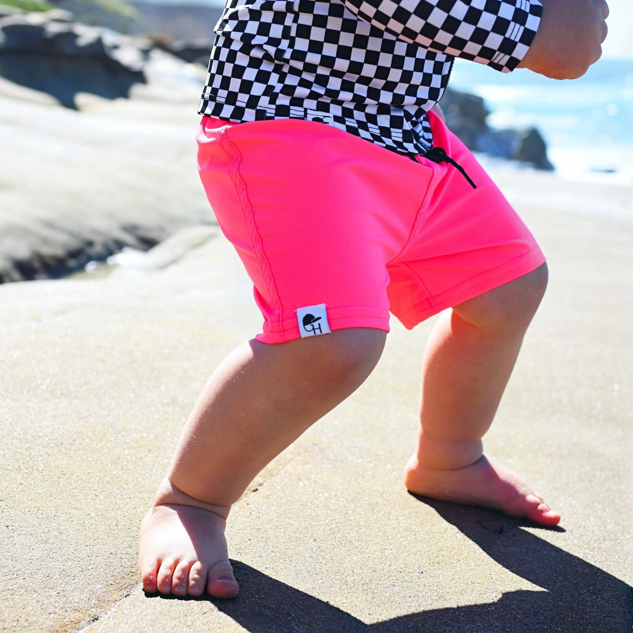 Neon Pink Hybrid Swim Shorts - George Hats