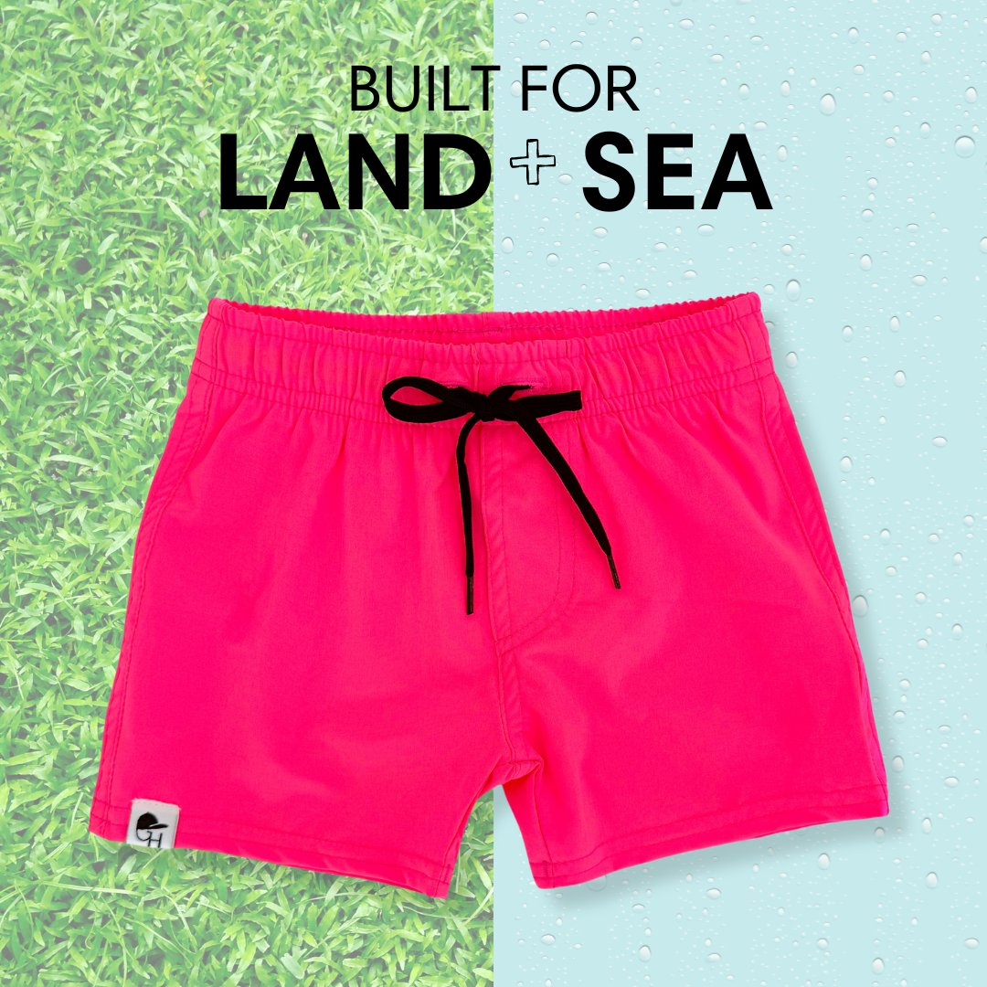 Neon Pink Hybrid Swim Shorts - George Hats